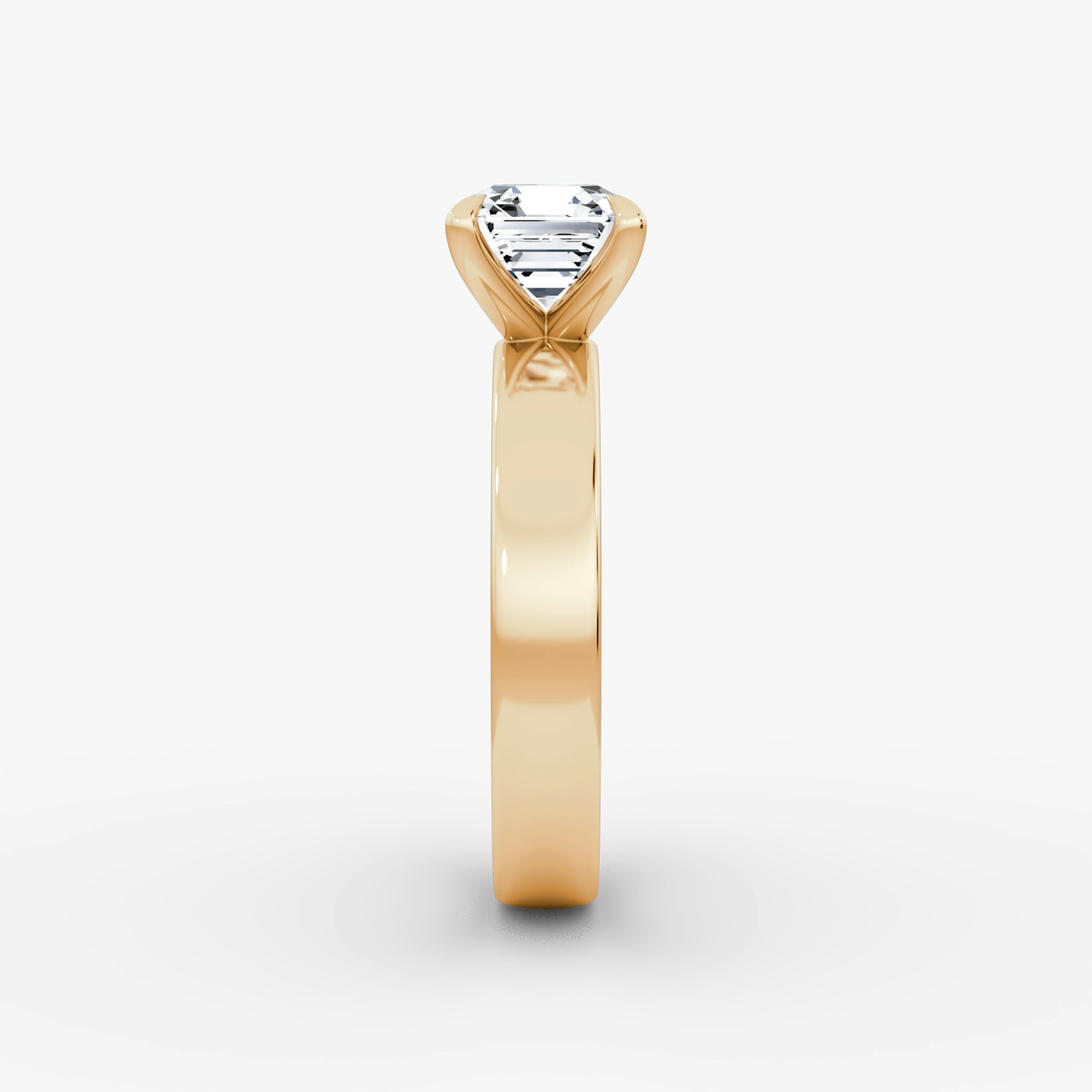 Cigar Band Solitaire | Asscher | 14k | Rose Gold | bandWidth: 4mm | diamondOrientation: vertical | caratWeight: other