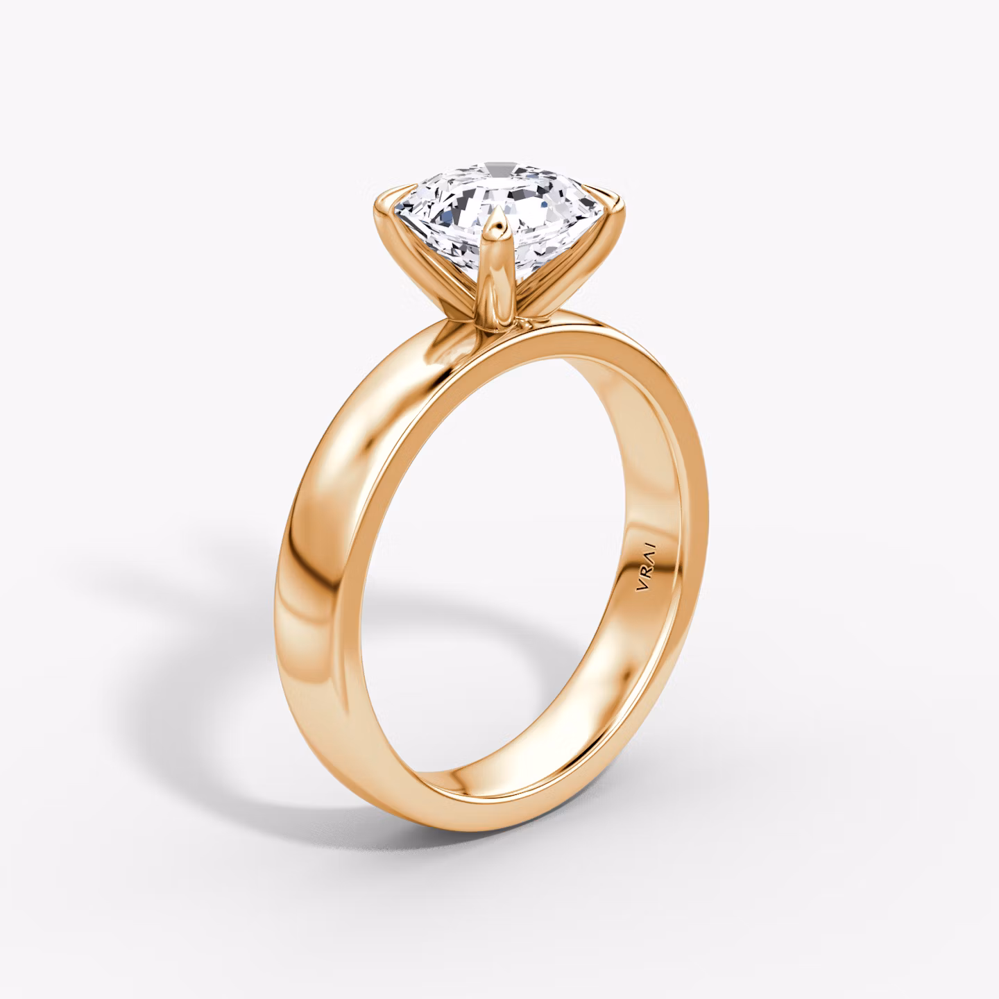 Cigar Band Solitaire | Asscher | 14k | Rose Gold | bandWidth: 4mm | diamondOrientation: vertical | caratWeight: other
