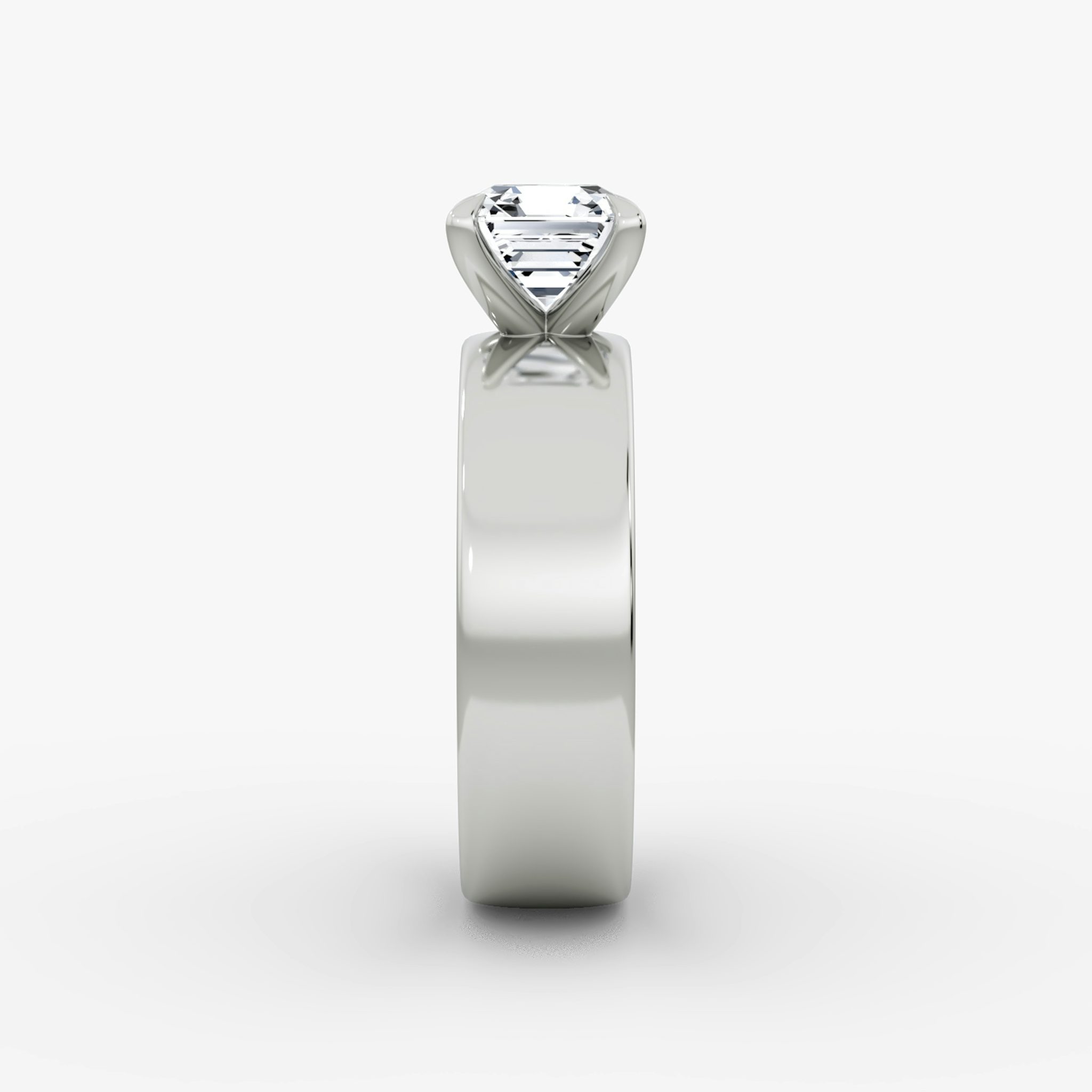 Cigar Band Solitaire | Asscher | 18k | White Gold | bandWidth: 6mm | diamondOrientation: vertical | caratWeight: other