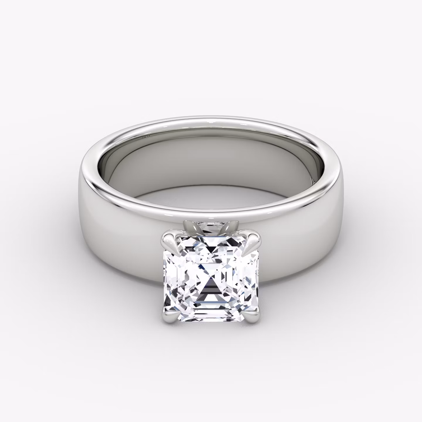 Cigar Band Solitaire | Asscher | Platinum | bandWidth: 6mm | diamondOrientation: vertical | caratWeight: other