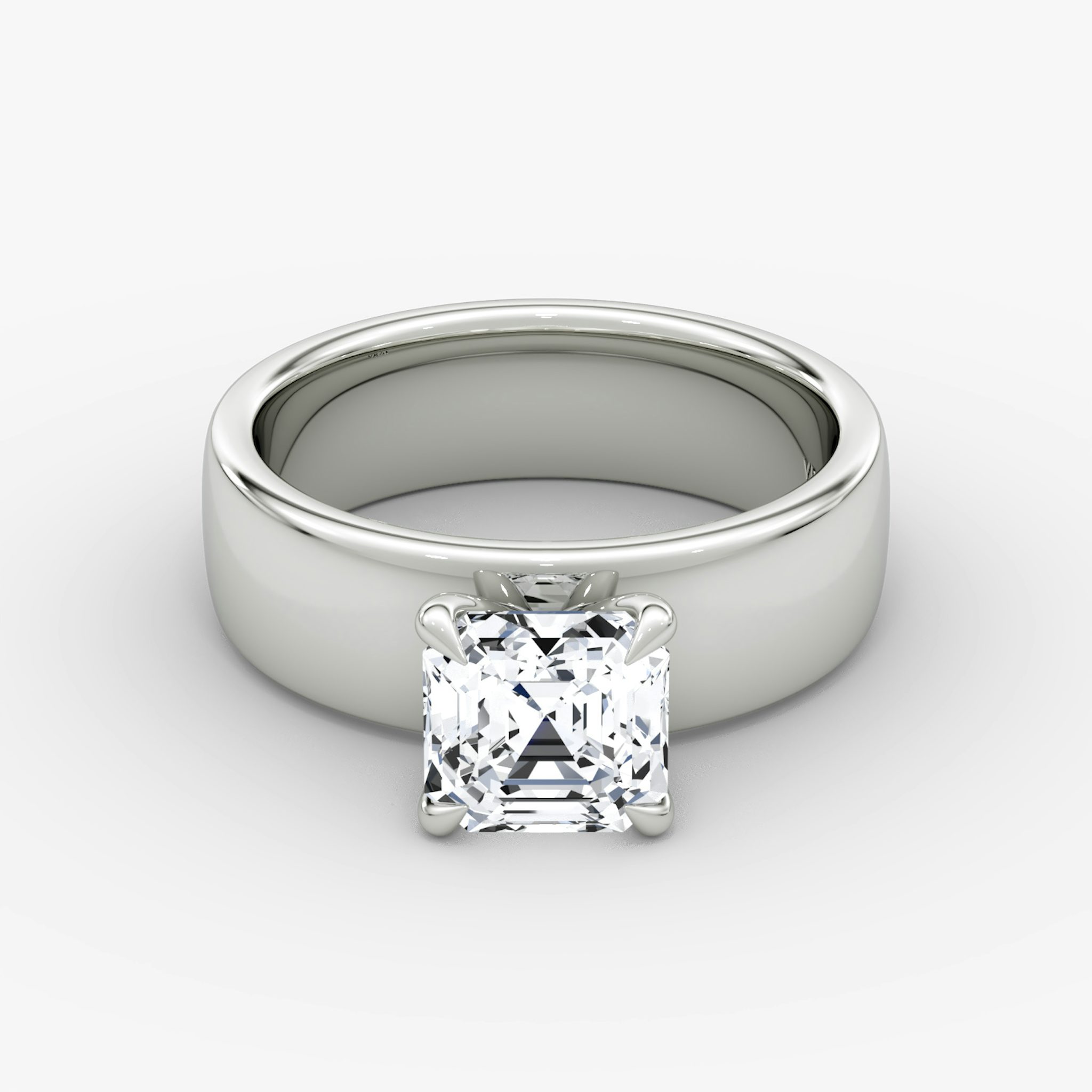 Cigar Band Solitaire | Asscher | 18k | White Gold | bandWidth: 6mm | diamondOrientation: vertical | caratWeight: other