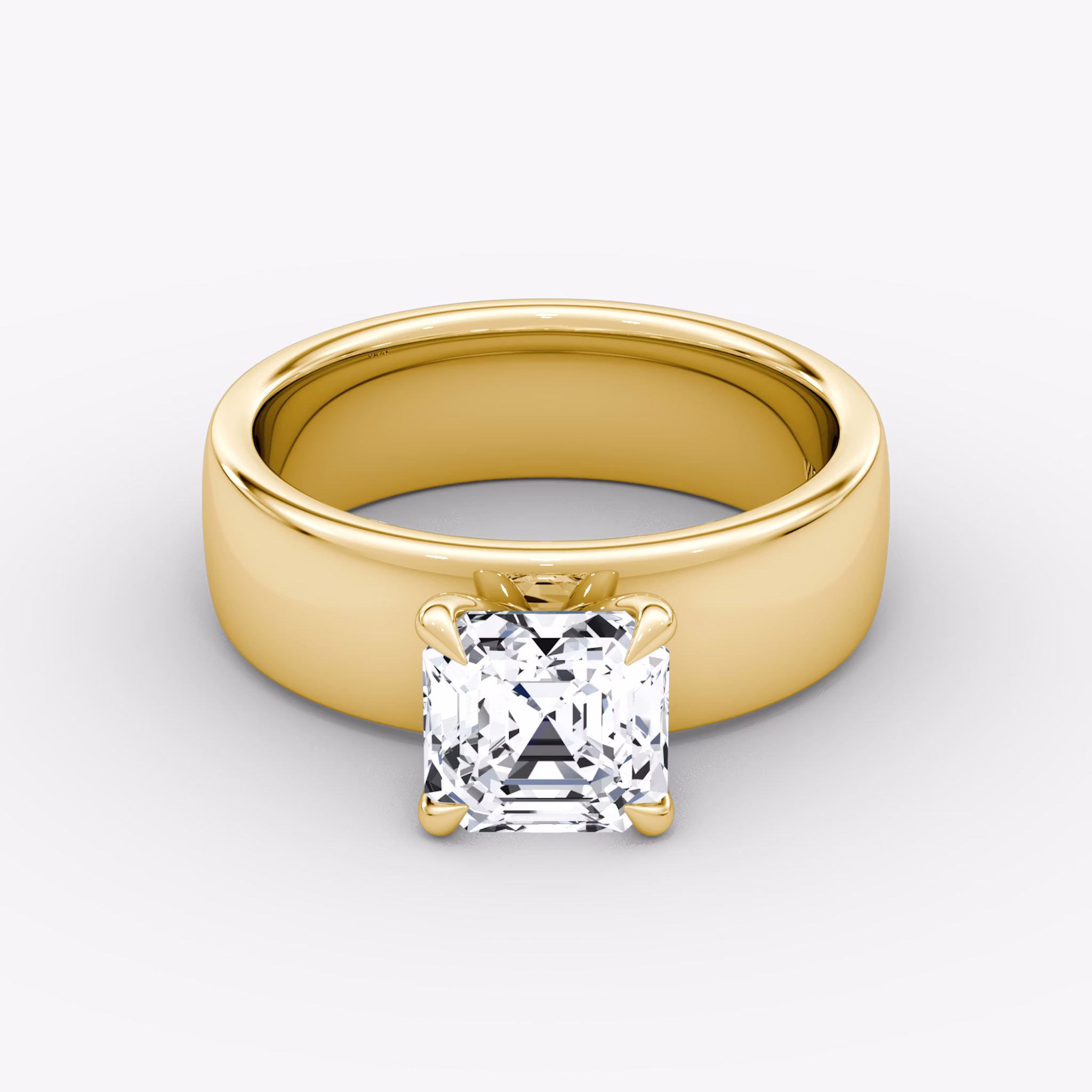 Cigar Band Solitaire | Asscher | 18k | Yellow Gold | bandWidth: 6mm | diamondOrientation: vertical | caratWeight: other