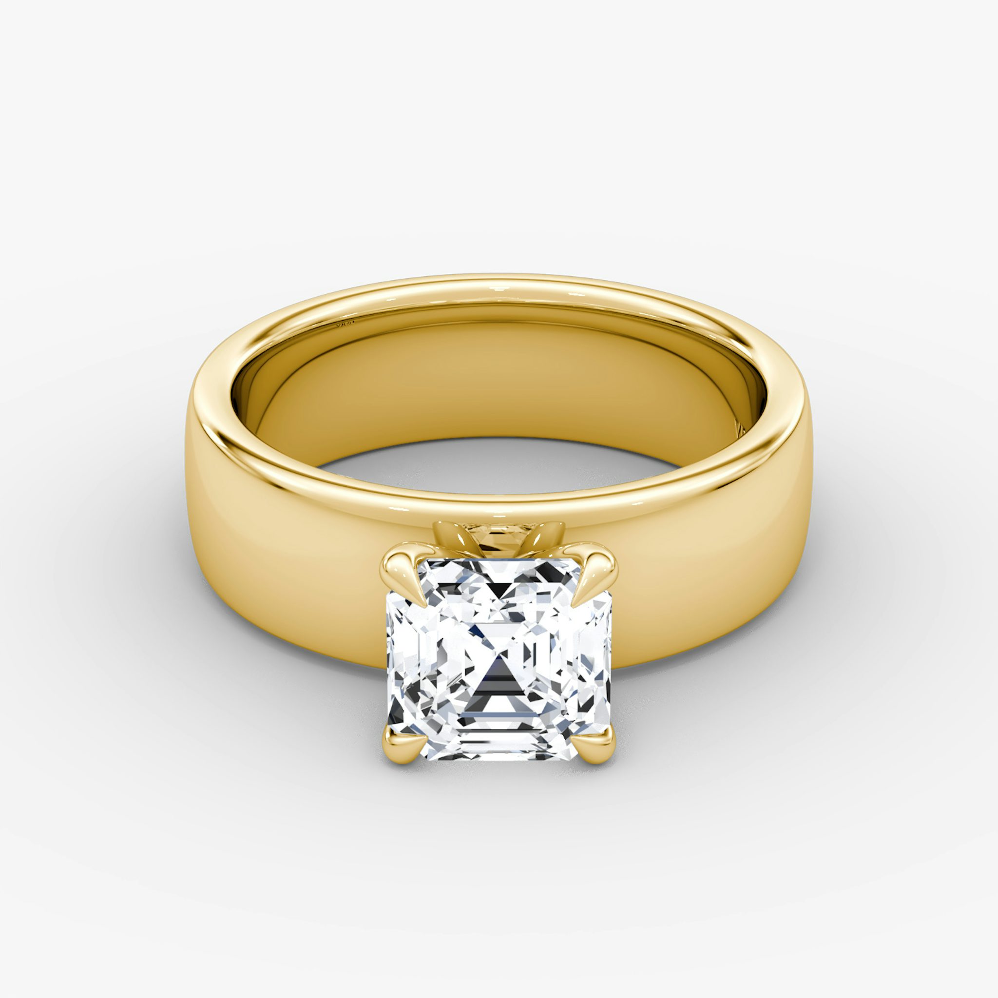 Cigar Band Solitaire | Asscher | 18k | Yellow Gold | bandWidth: 6mm | diamondOrientation: vertical | caratWeight: other