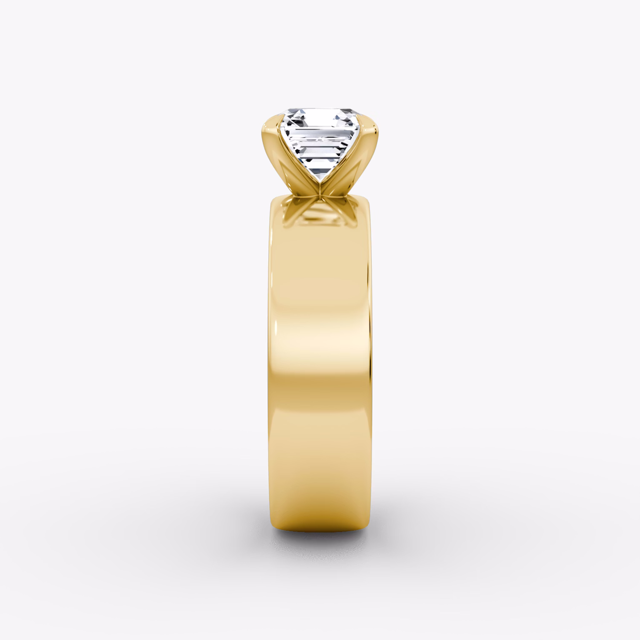 Cigar Band Solitaire | Asscher | 18k | Yellow Gold | bandWidth: 6mm | diamondOrientation: vertical | caratWeight: other