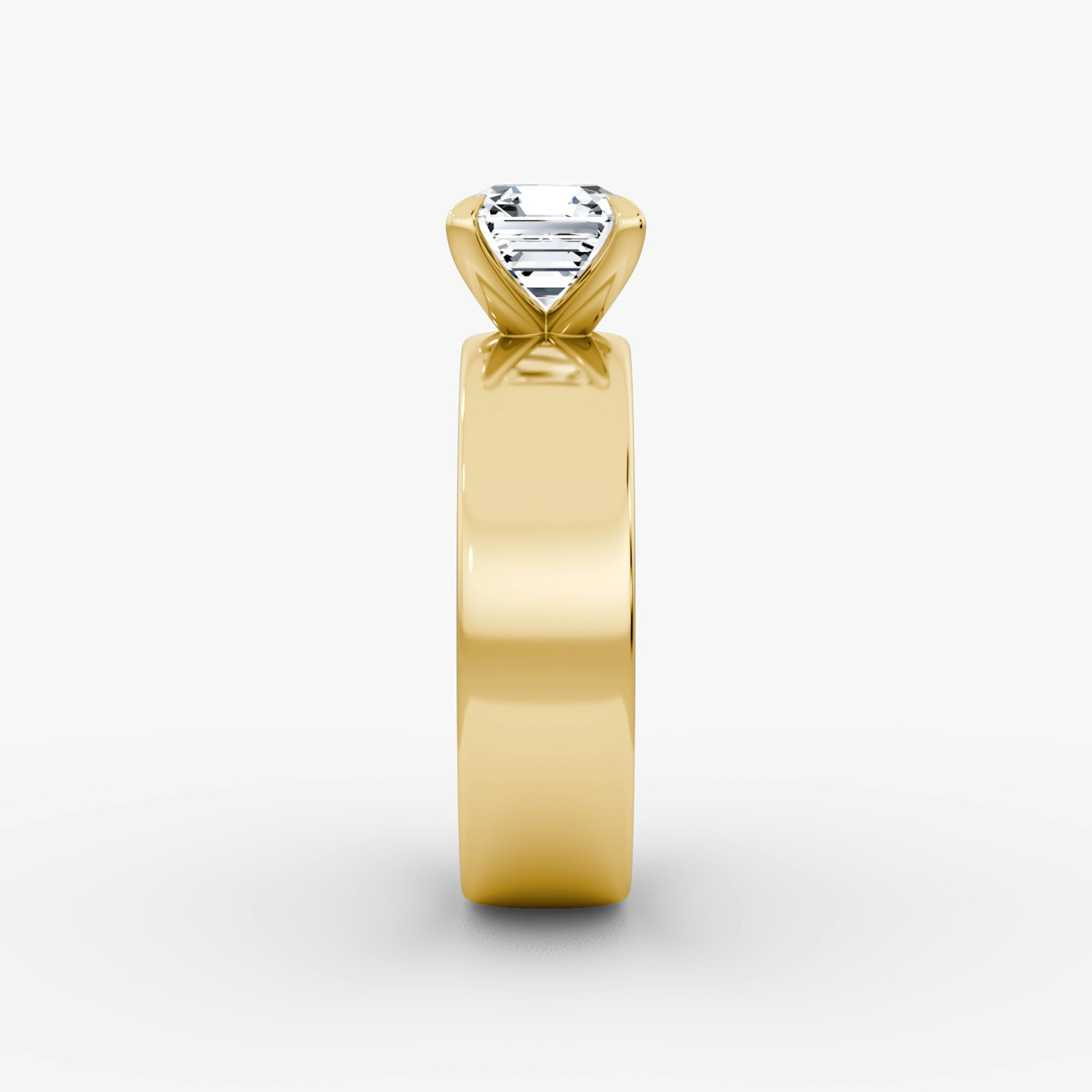 Cigar Band Solitaire | Asscher | 18k | Yellow Gold | bandWidth: 6mm | diamondOrientation: vertical | caratWeight: other