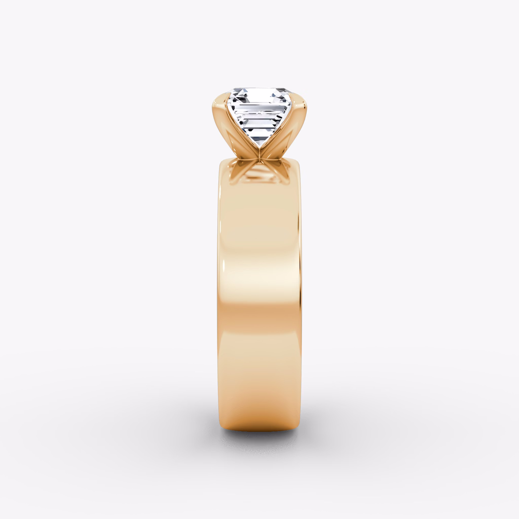 Cigar Band Solitaire | Asscher | 14k | Rose Gold | bandWidth: 6mm | diamondOrientation: vertical | caratWeight: other