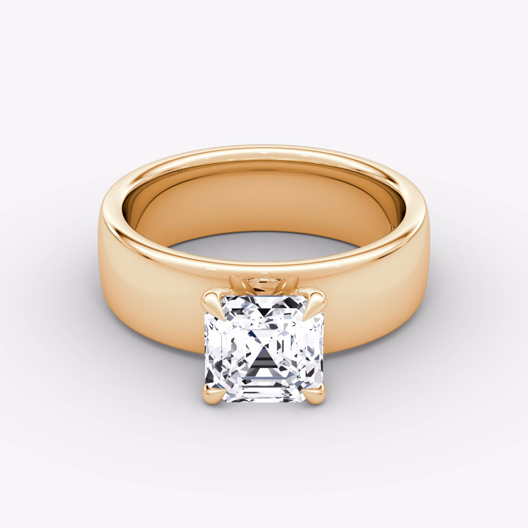 Cigar Band Solitaire | Asscher | 14k | Rose Gold | bandWidth: 6mm | diamondOrientation: vertical | caratWeight: other