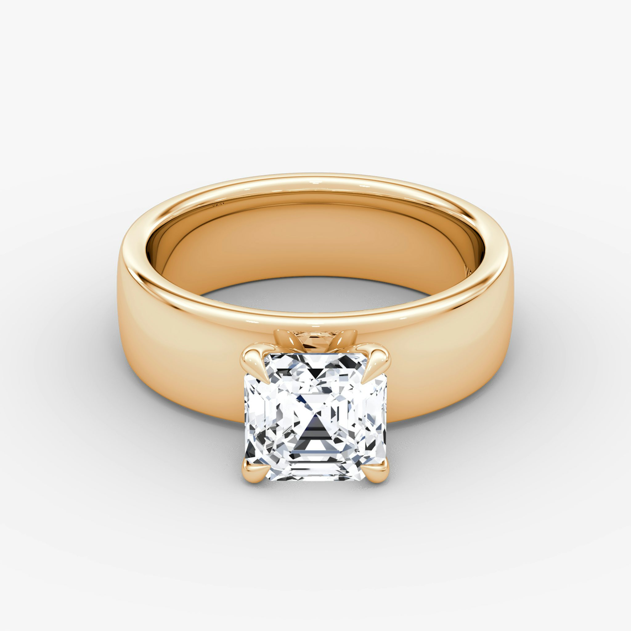 Cigar Band Solitaire | Asscher | 14k | Rose Gold | bandWidth: 6mm | diamondOrientation: vertical | caratWeight: other