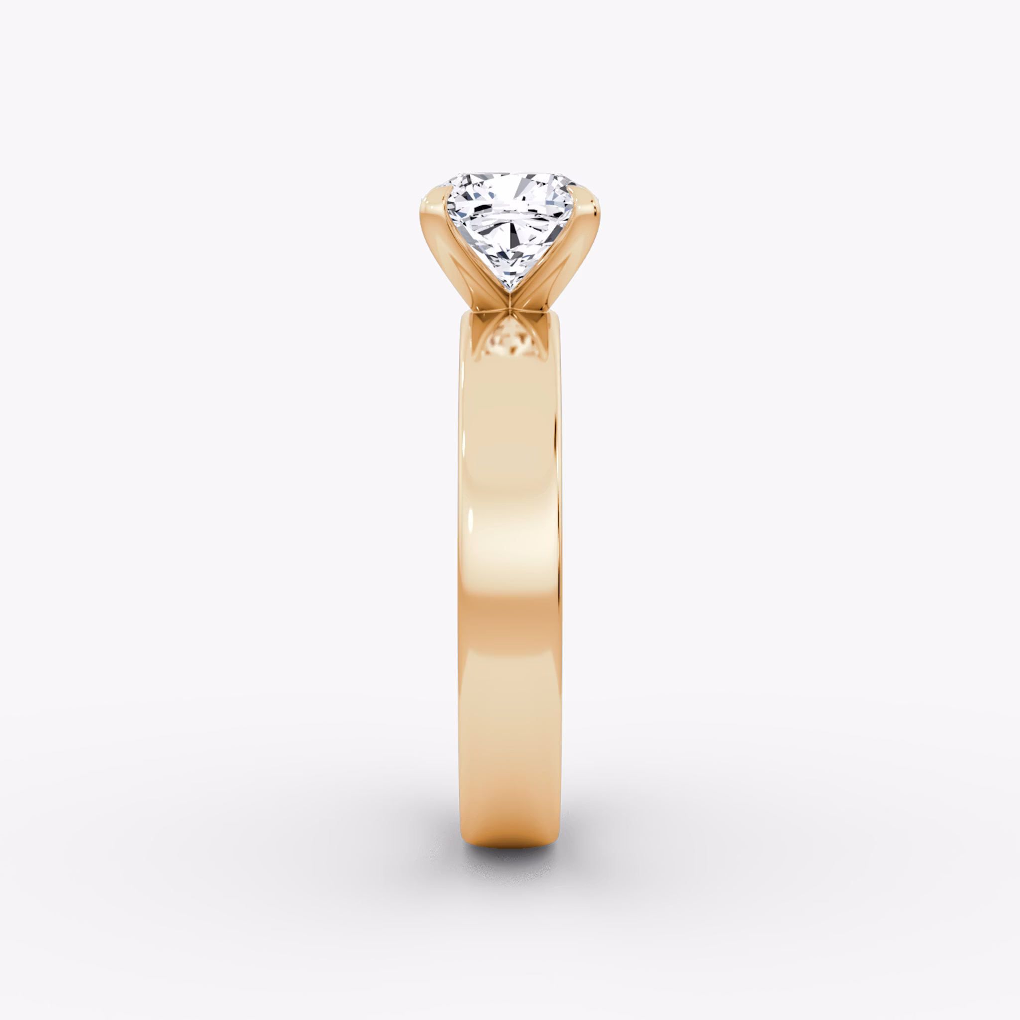 Cigar Band Solitaire | Cushion | 14k | Rose Gold | bandWidth: 4mm | diamondOrientation: vertical | caratWeight: other