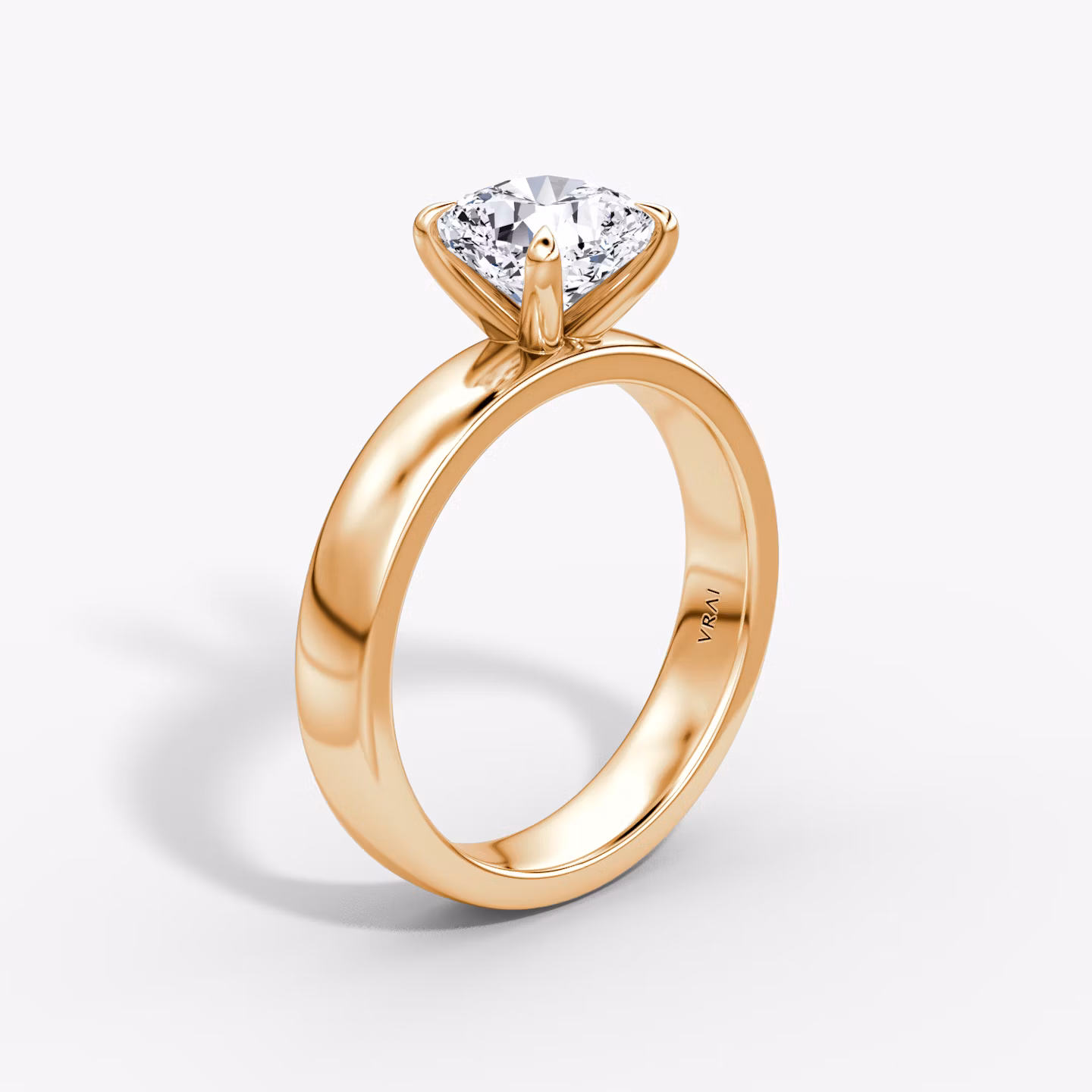Cigar Band Solitaire | Cushion | 14k | Rose Gold | bandWidth: 4mm | diamondOrientation: vertical | caratWeight: other