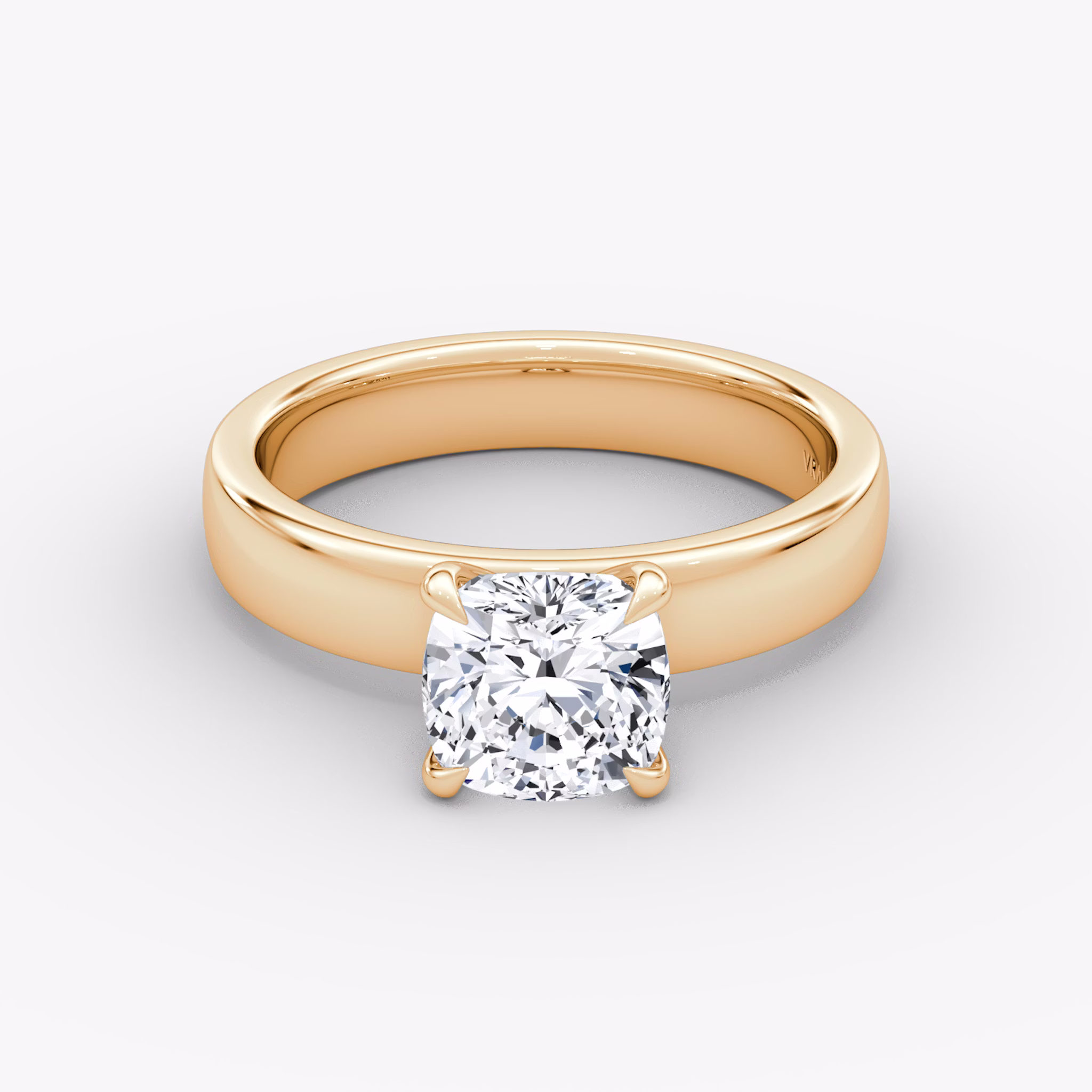 Cigar Band Solitaire | Cushion | 14k | Rose Gold | bandWidth: 4mm | diamondOrientation: vertical | caratWeight: other