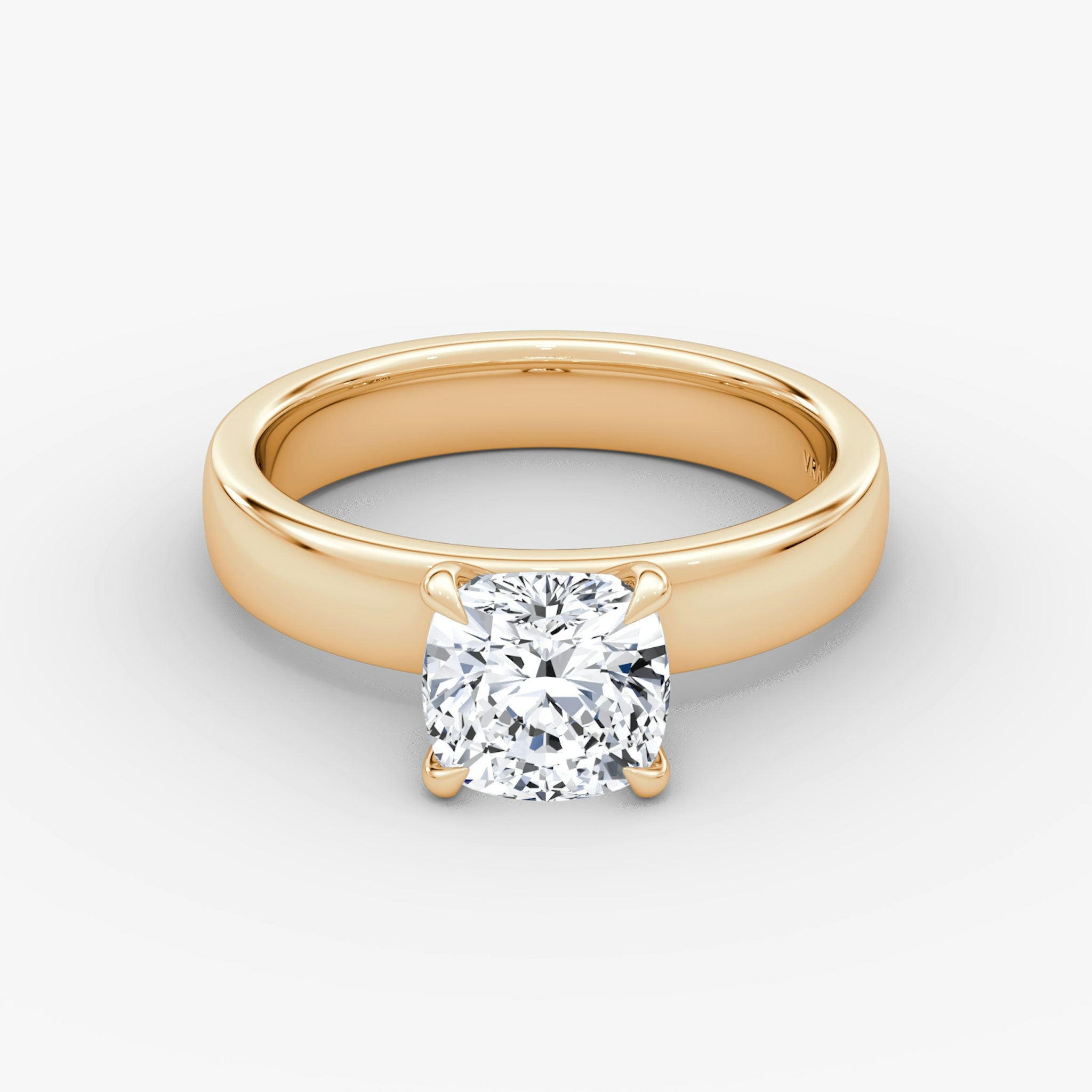 Cigar Band Solitaire | Cushion | 14k | Rose Gold | bandWidth: 4mm | diamondOrientation: vertical | caratWeight: other