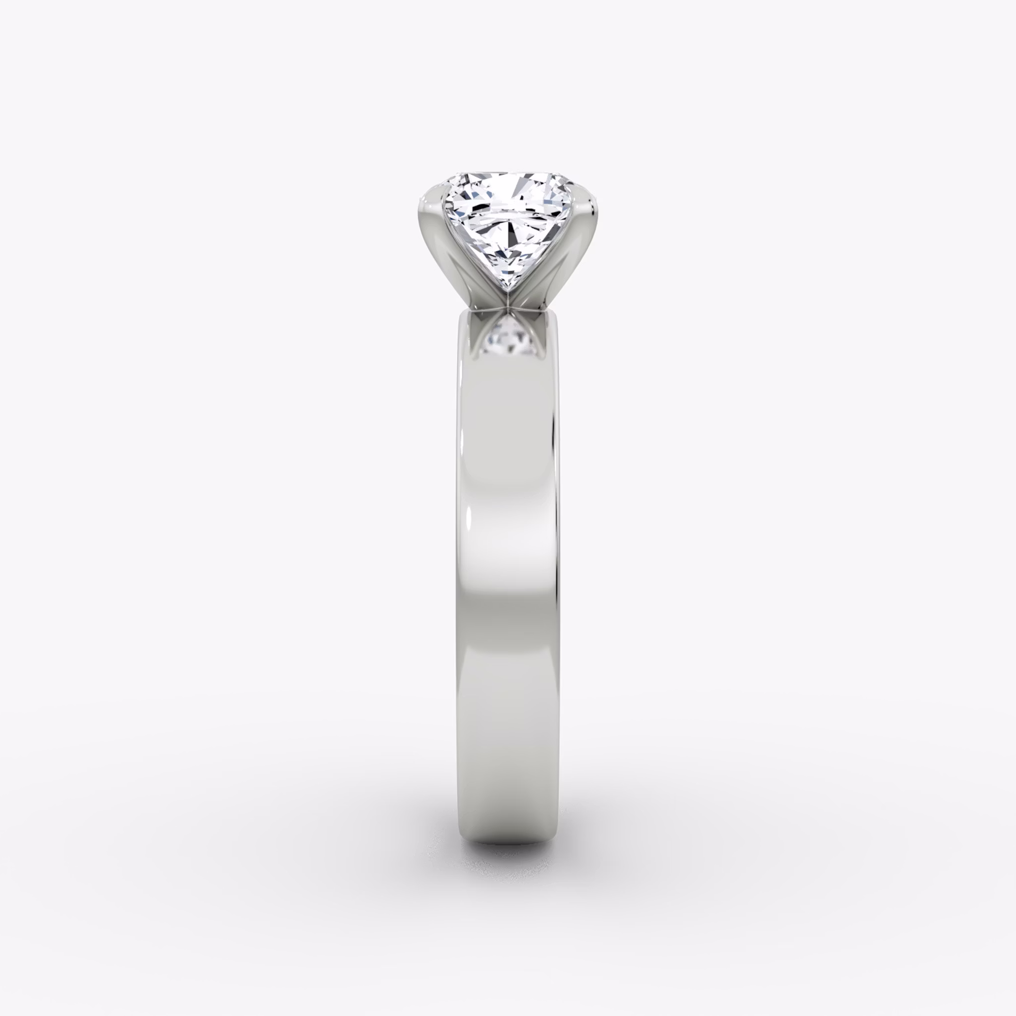 Cigar Band Solitaire | Cushion | 18k | White Gold | bandWidth: 4mm | diamondOrientation: vertical | caratWeight: other