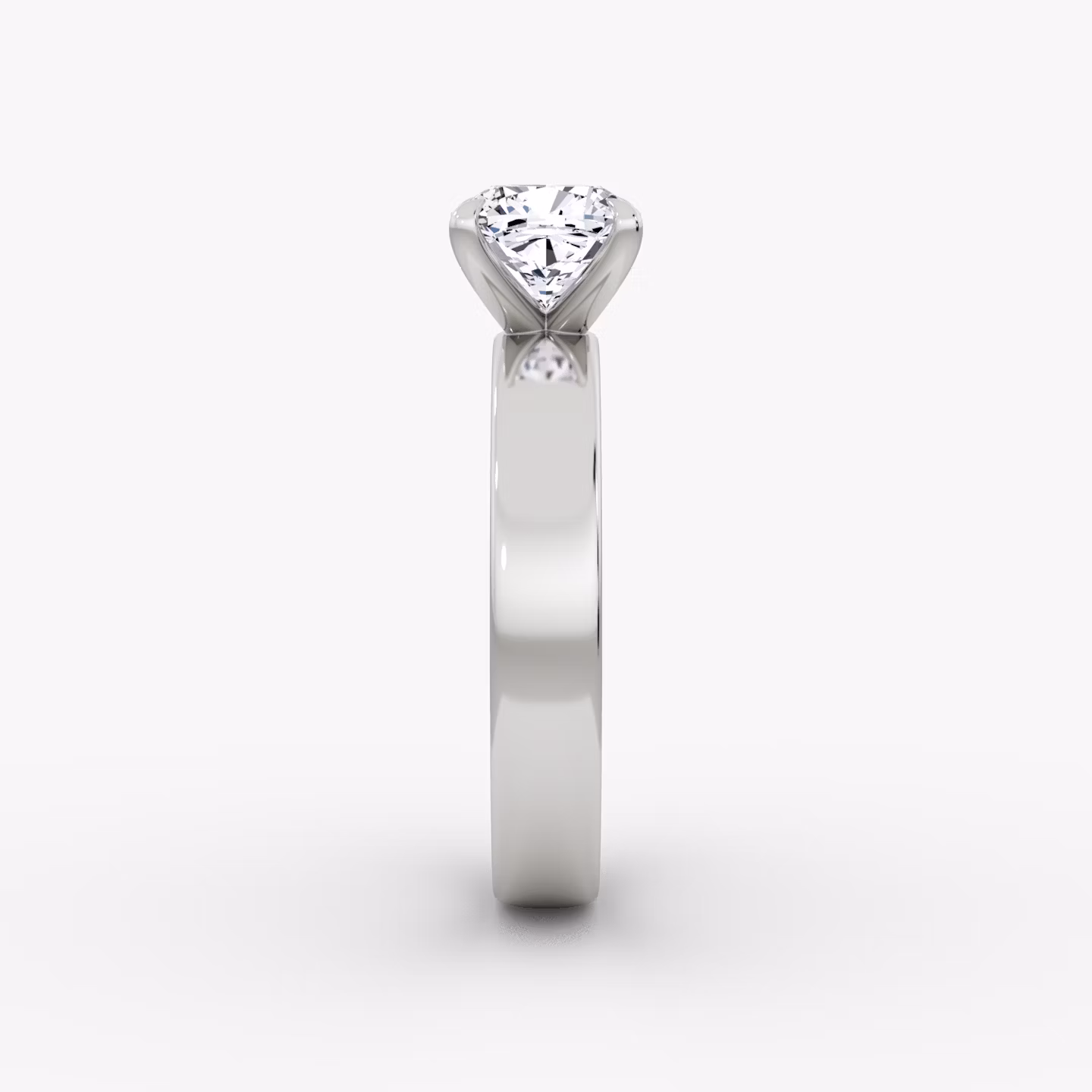 Cigar Band Solitaire | Cushion | 18k | White Gold | bandWidth: 4mm | diamondOrientation: vertical | caratWeight: other