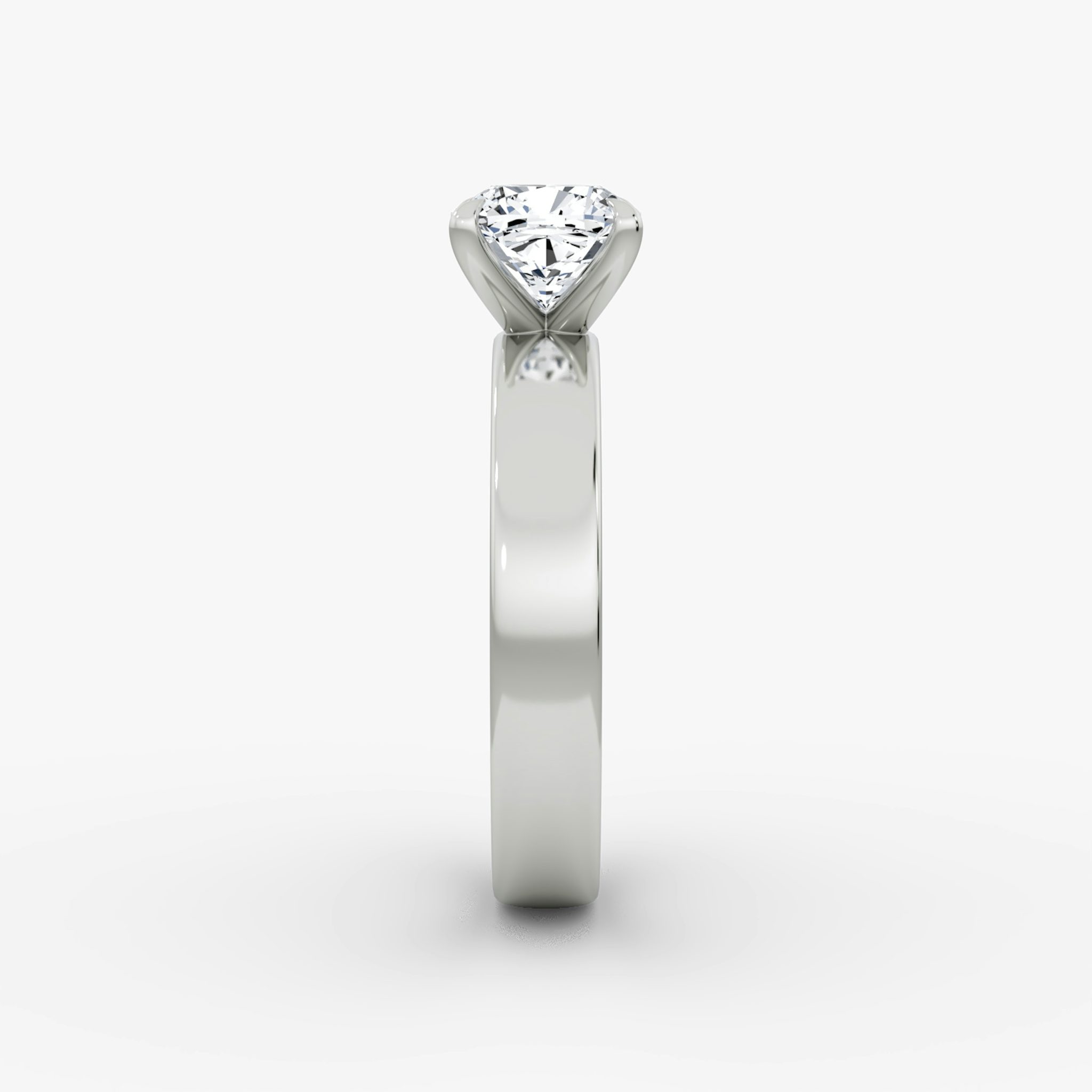 Cigar Band Solitaire | Cushion | 18k | White Gold | bandWidth: 4mm | diamondOrientation: vertical | caratWeight: other