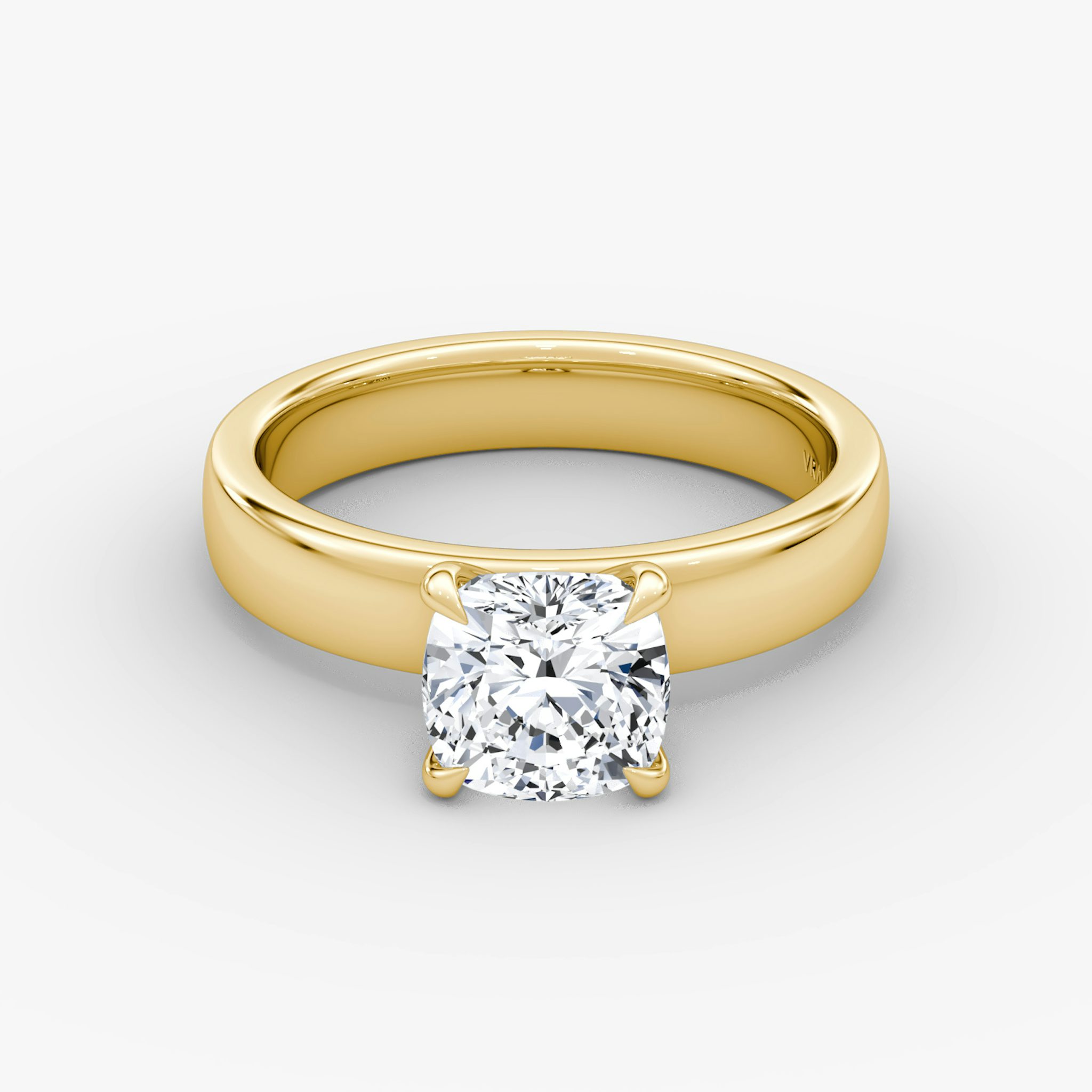 Cigar Band Solitaire | Cushion | 18k | Yellow Gold | bandWidth: 4mm | diamondOrientation: vertical | caratWeight: other