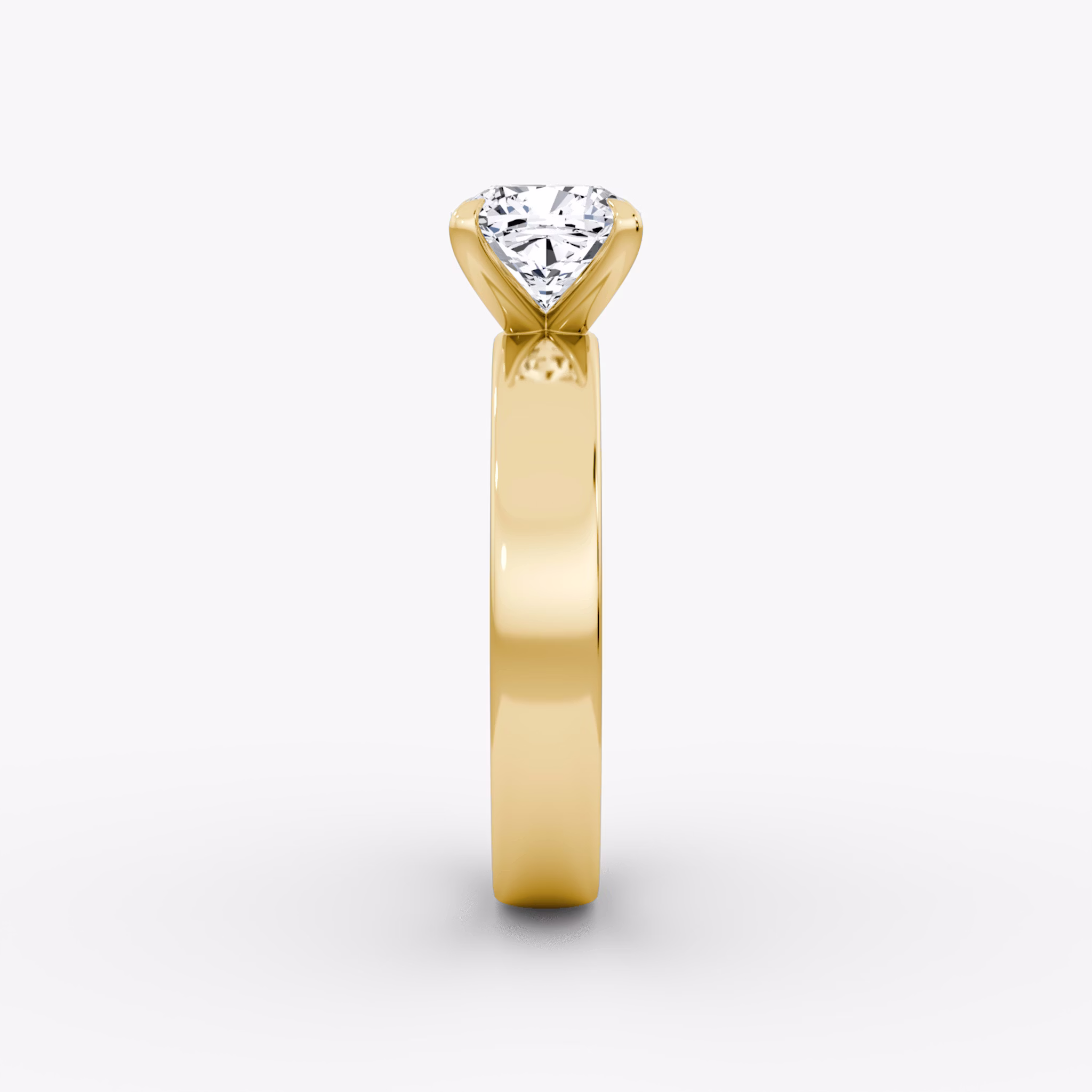 Cigar Band Solitaire | Cushion | 18k | Yellow Gold | bandWidth: 4mm | diamondOrientation: vertical | caratWeight: other