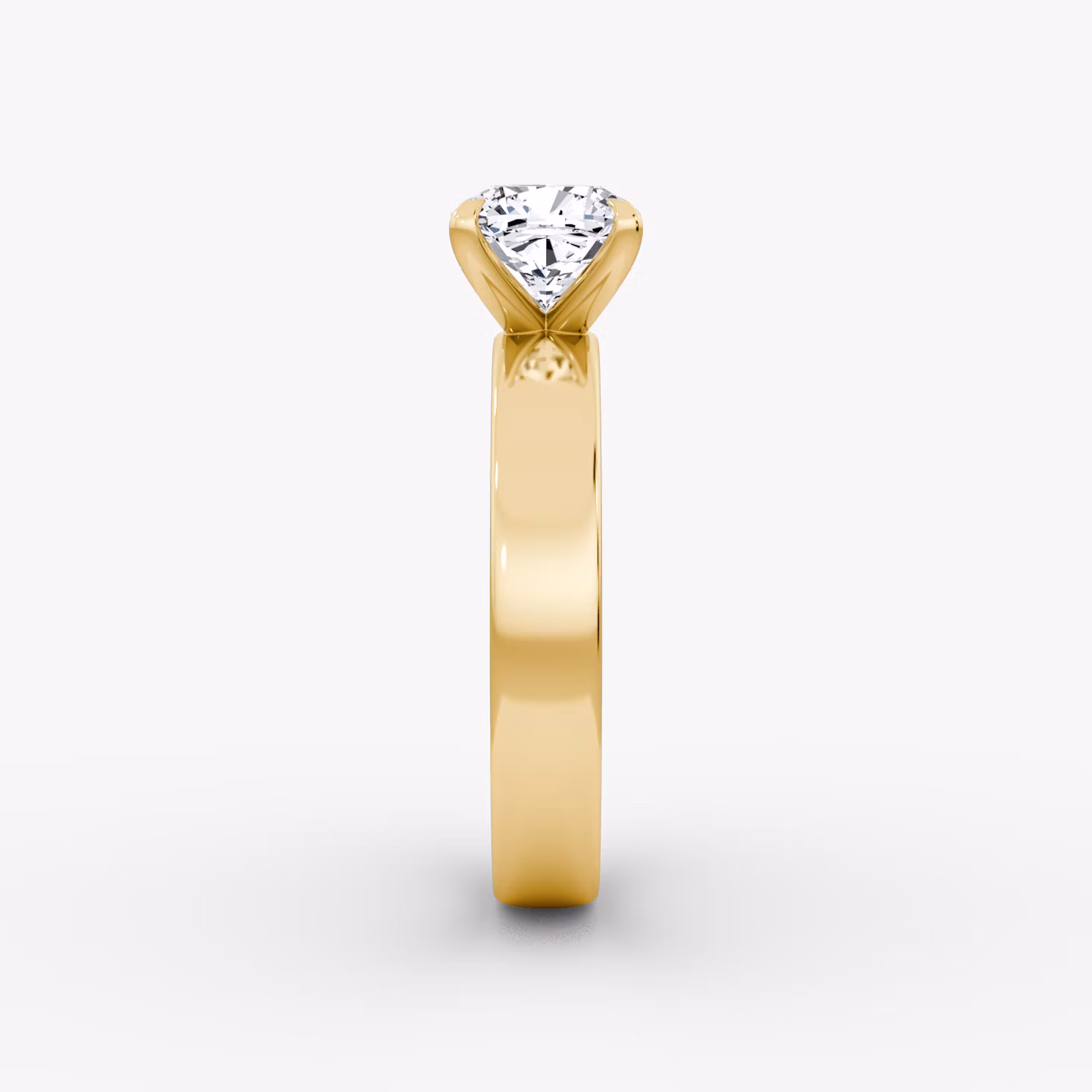 Cigar Band Solitaire | Cushion | 18k | Yellow Gold | bandWidth: 4mm | diamondOrientation: vertical | caratWeight: other