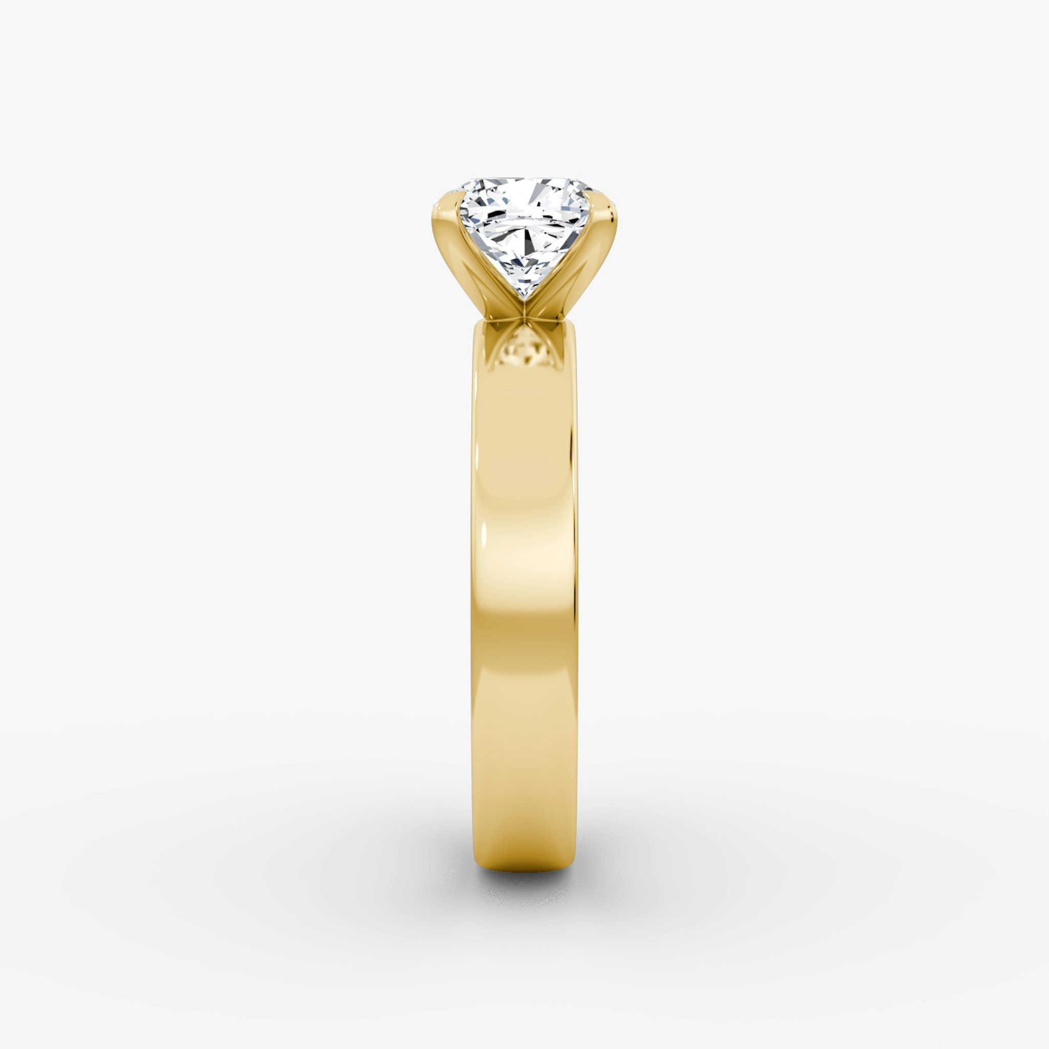 Cigar Band Solitaire | Cushion | 18k | Yellow Gold | bandWidth: 4mm | diamondOrientation: vertical | caratWeight: other