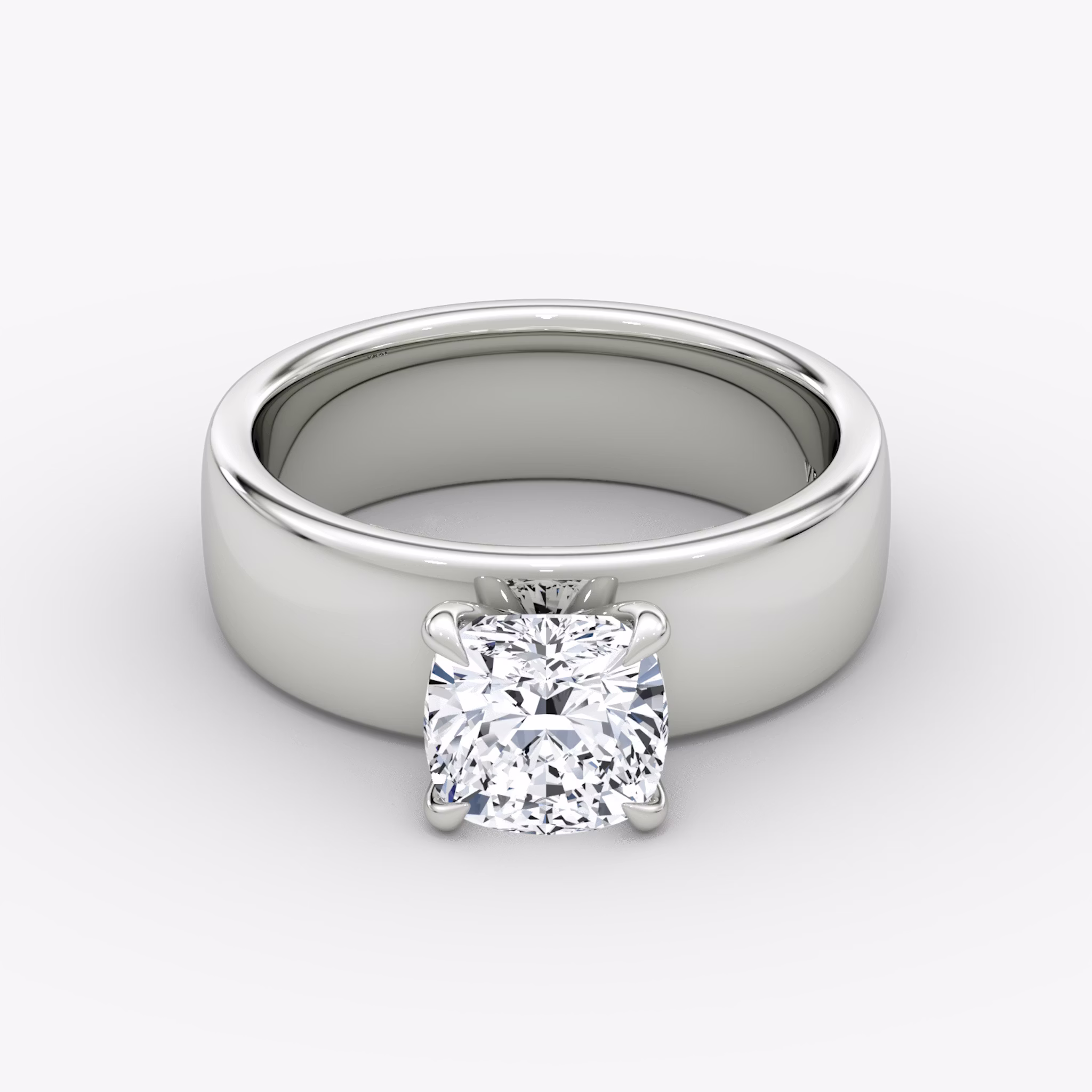 Cigar Band Solitaire | Cushion | Platinum | bandWidth: 6mm | diamondOrientation: vertical | caratWeight: other