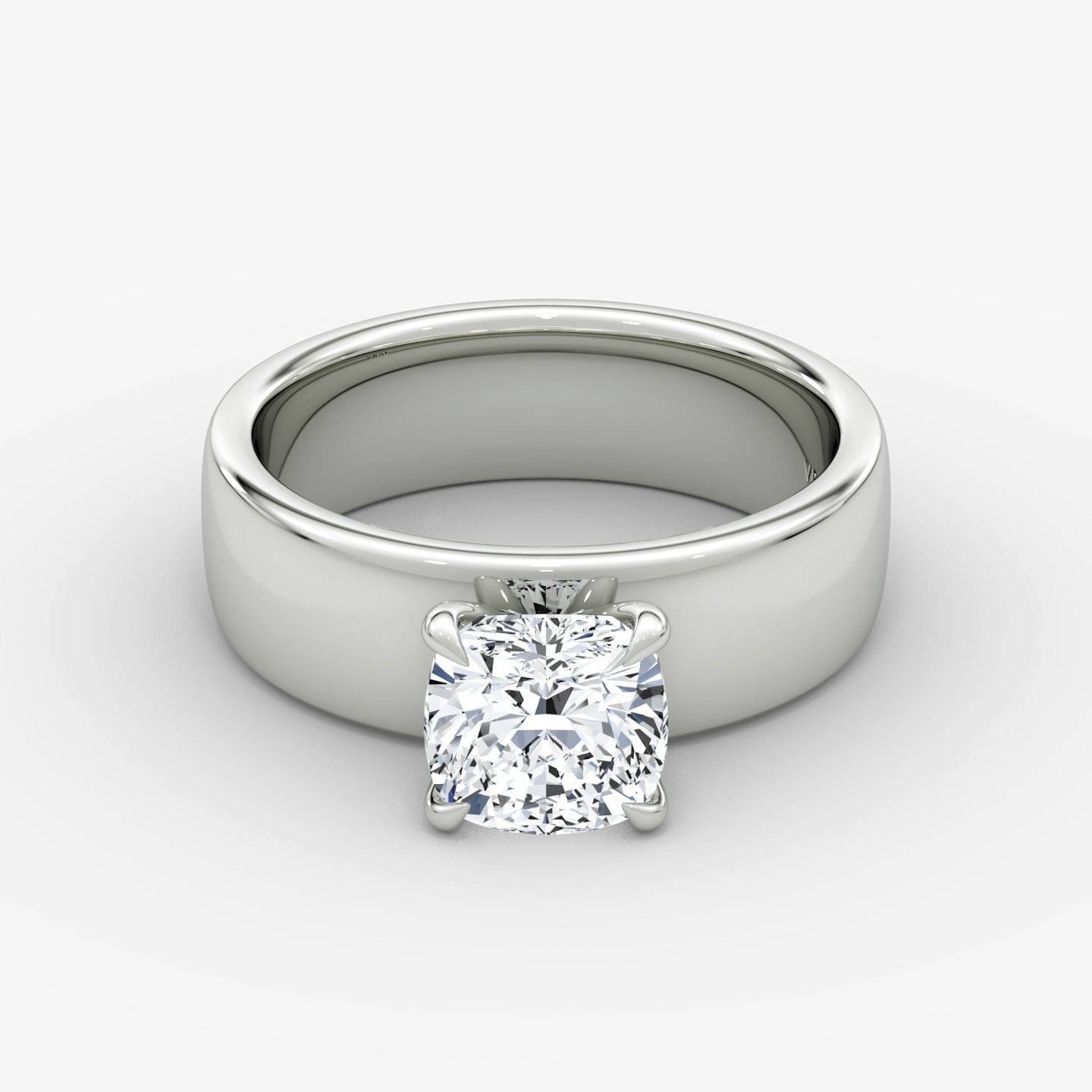 Cigar Band Solitaire | Cushion | Platinum | bandWidth: 6mm | diamondOrientation: vertical | caratWeight: other