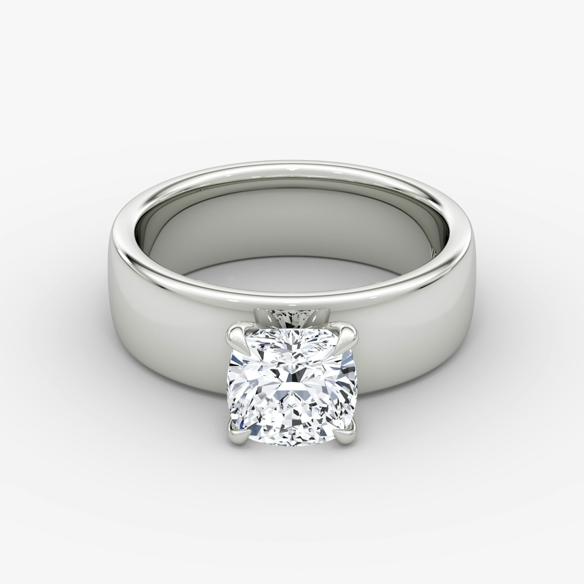 Cigar Band Solitaire | Cushion | Platinum | bandWidth: 6mm | diamondOrientation: vertical | caratWeight: other