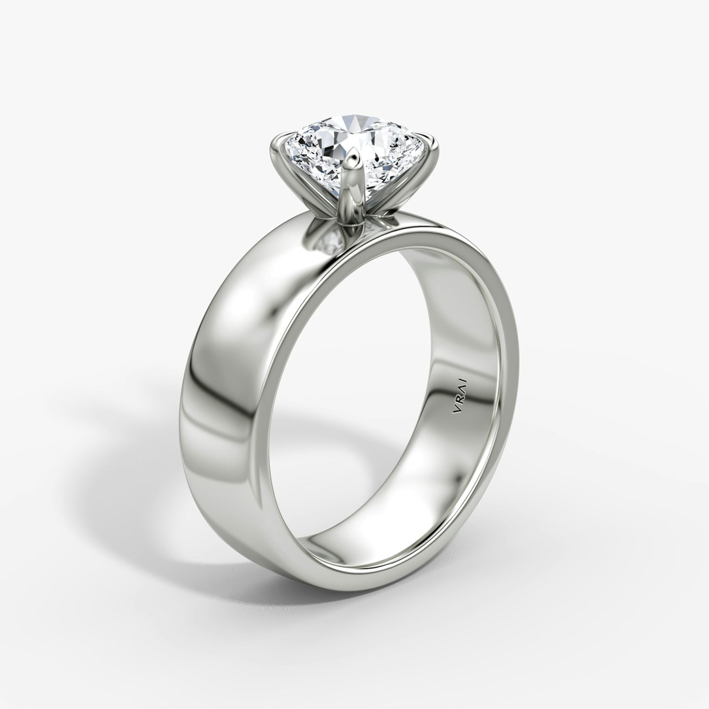 Cigar Band Solitaire | Cushion | Platinum | bandWidth: 6mm | diamondOrientation: vertical | caratWeight: other