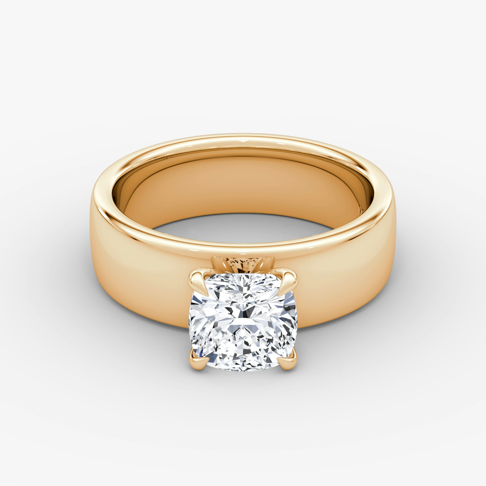 Cigar Band Solitaire | Cushion | 14k | Rose Gold | bandWidth: 6mm | diamondOrientation: vertical | caratWeight: other