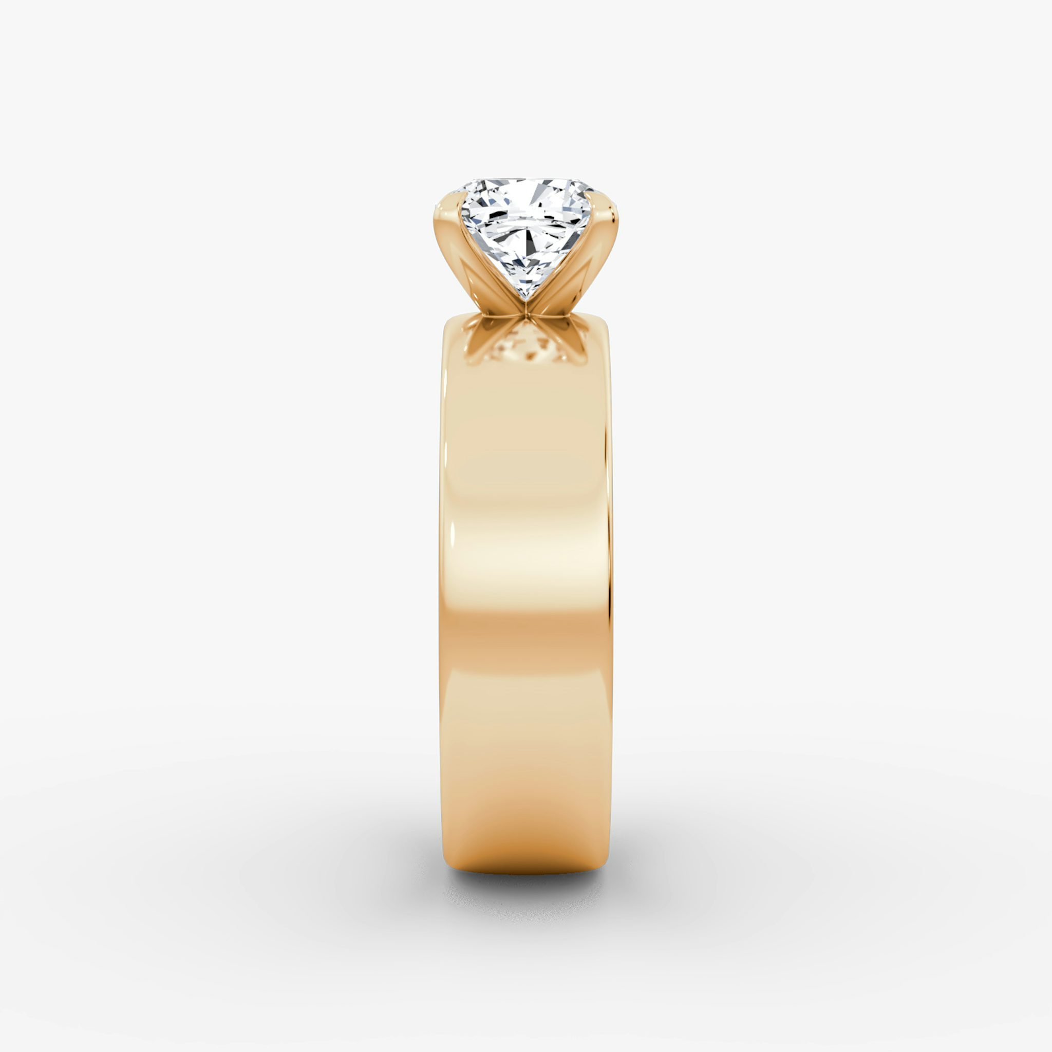 Cigar Band Solitaire | Cushion | 14k | Rose Gold | bandWidth: 6mm | diamondOrientation: vertical | caratWeight: other