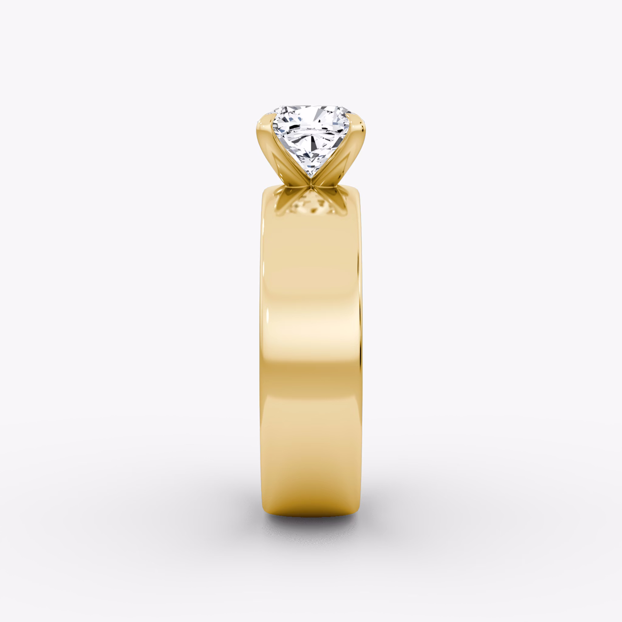 Cigar Band Solitaire | Cushion | 18k | Yellow Gold | bandWidth: 6mm | diamondOrientation: vertical | caratWeight: other