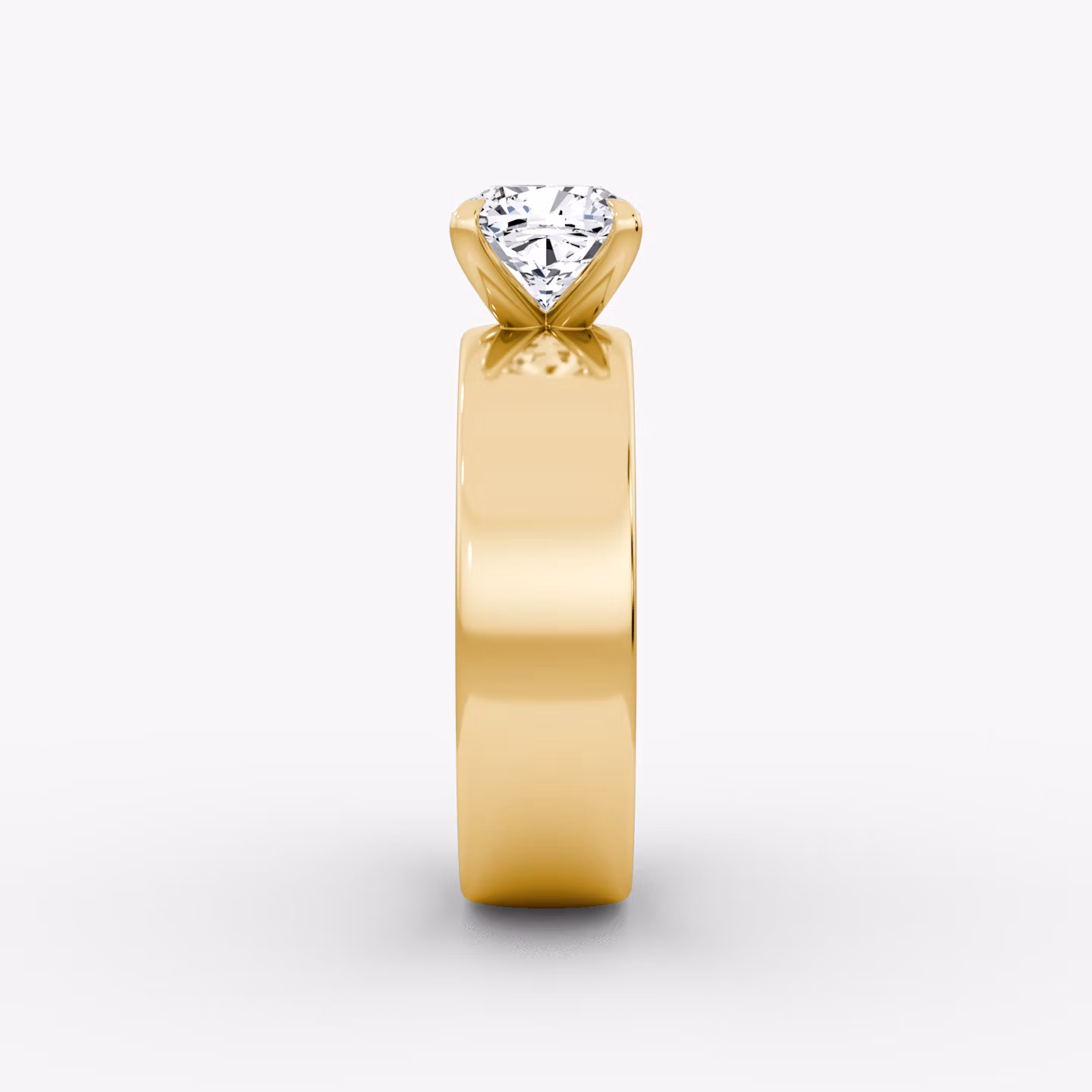 Cigar Band Solitaire | Cushion | 18k | Yellow Gold | bandWidth: 6mm | diamondOrientation: vertical | caratWeight: other