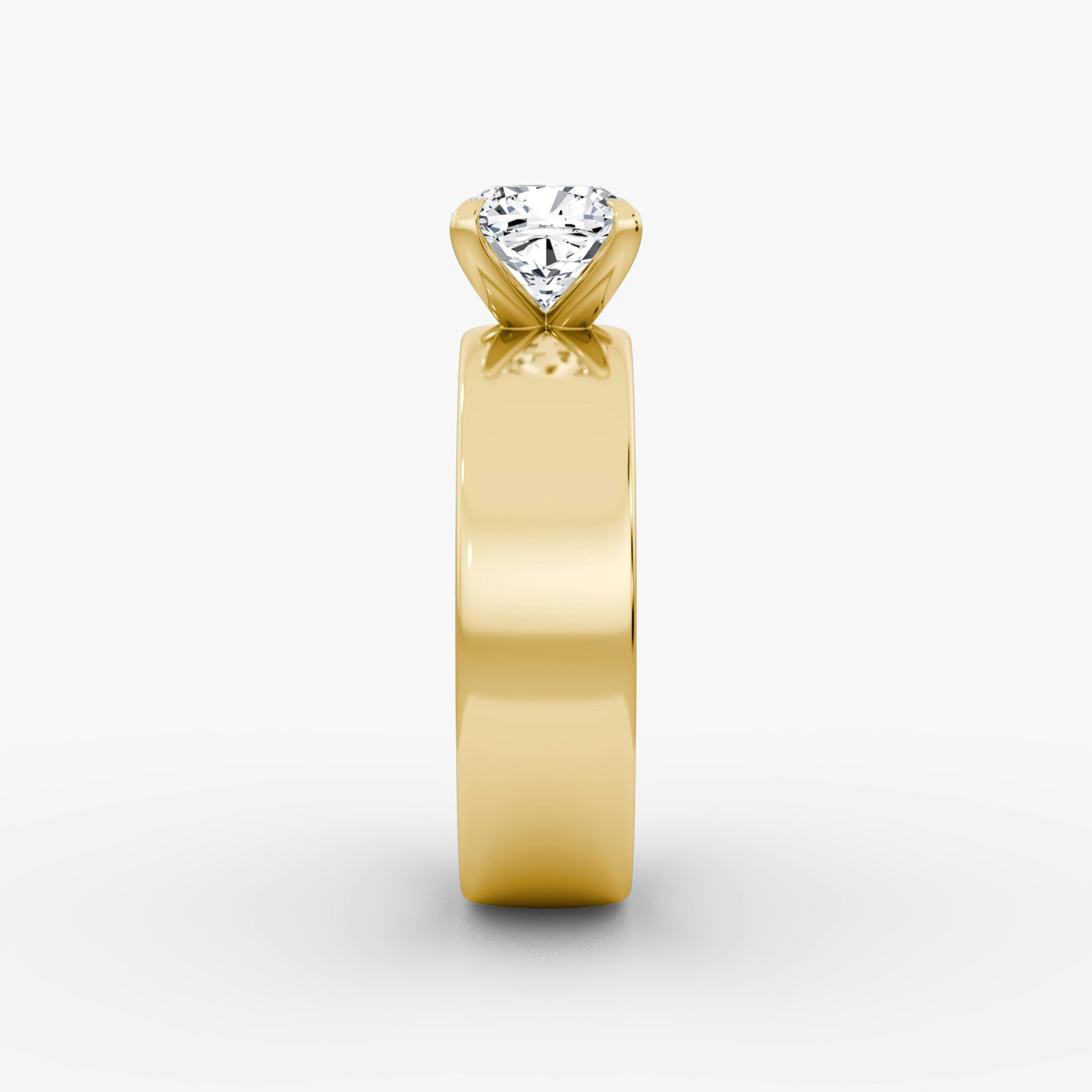 Cigar Band Solitaire | Cushion | 18k | Yellow Gold | bandWidth: 6mm | diamondOrientation: vertical | caratWeight: other