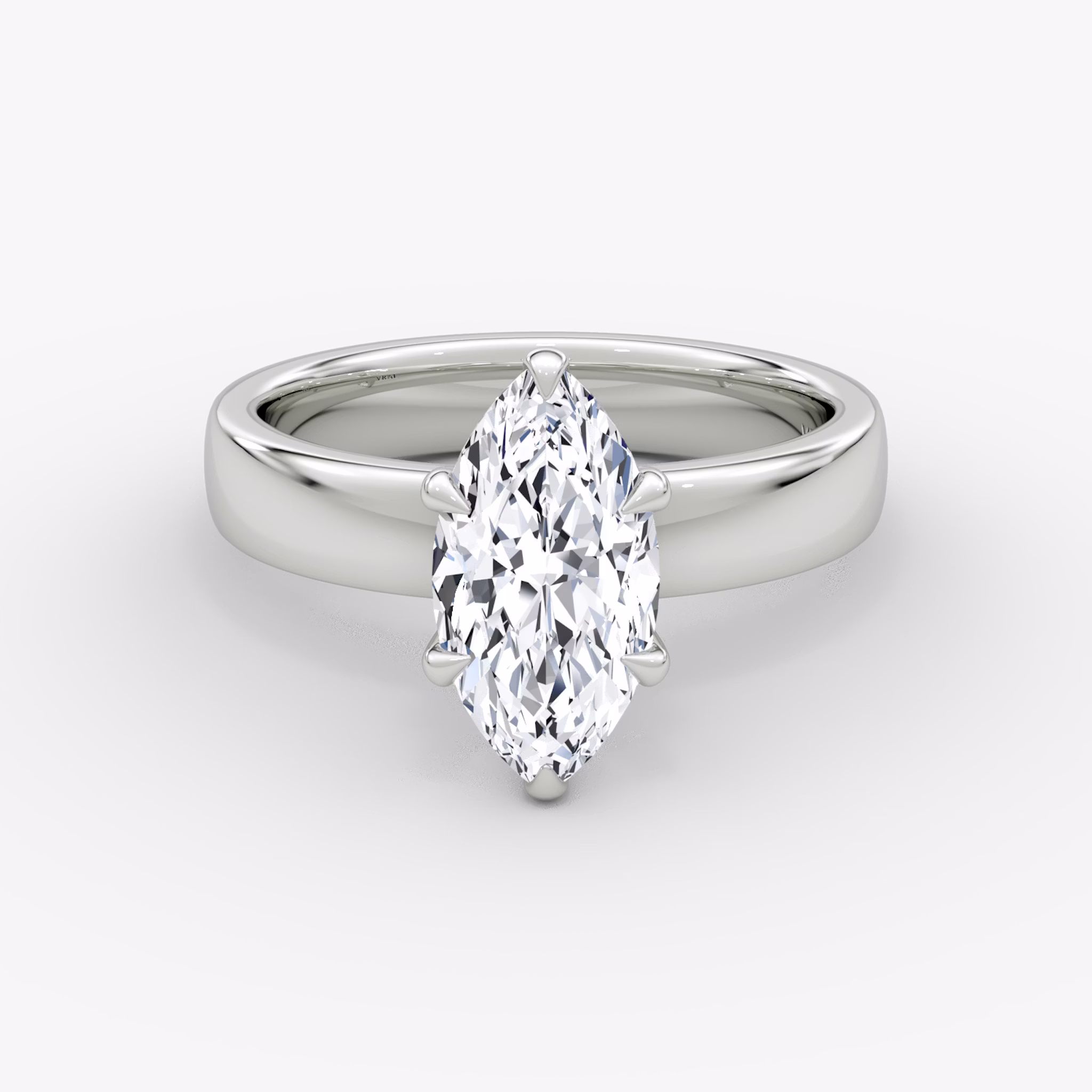 Cigar Band Solitaire | Marquise | 18k | White Gold | bandWidth: 4mm | diamondOrientation: vertical | caratWeight: other