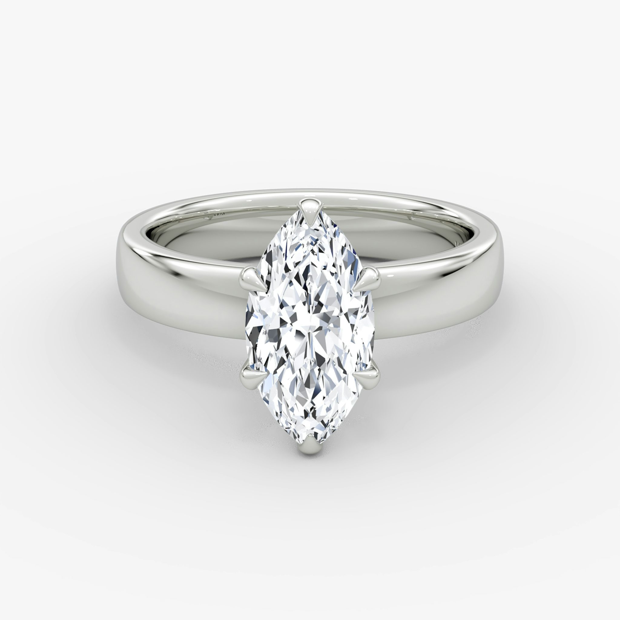 Cigar Band Solitaire | Marquise | 18k | White Gold | bandWidth: 4mm | diamondOrientation: vertical | caratWeight: other