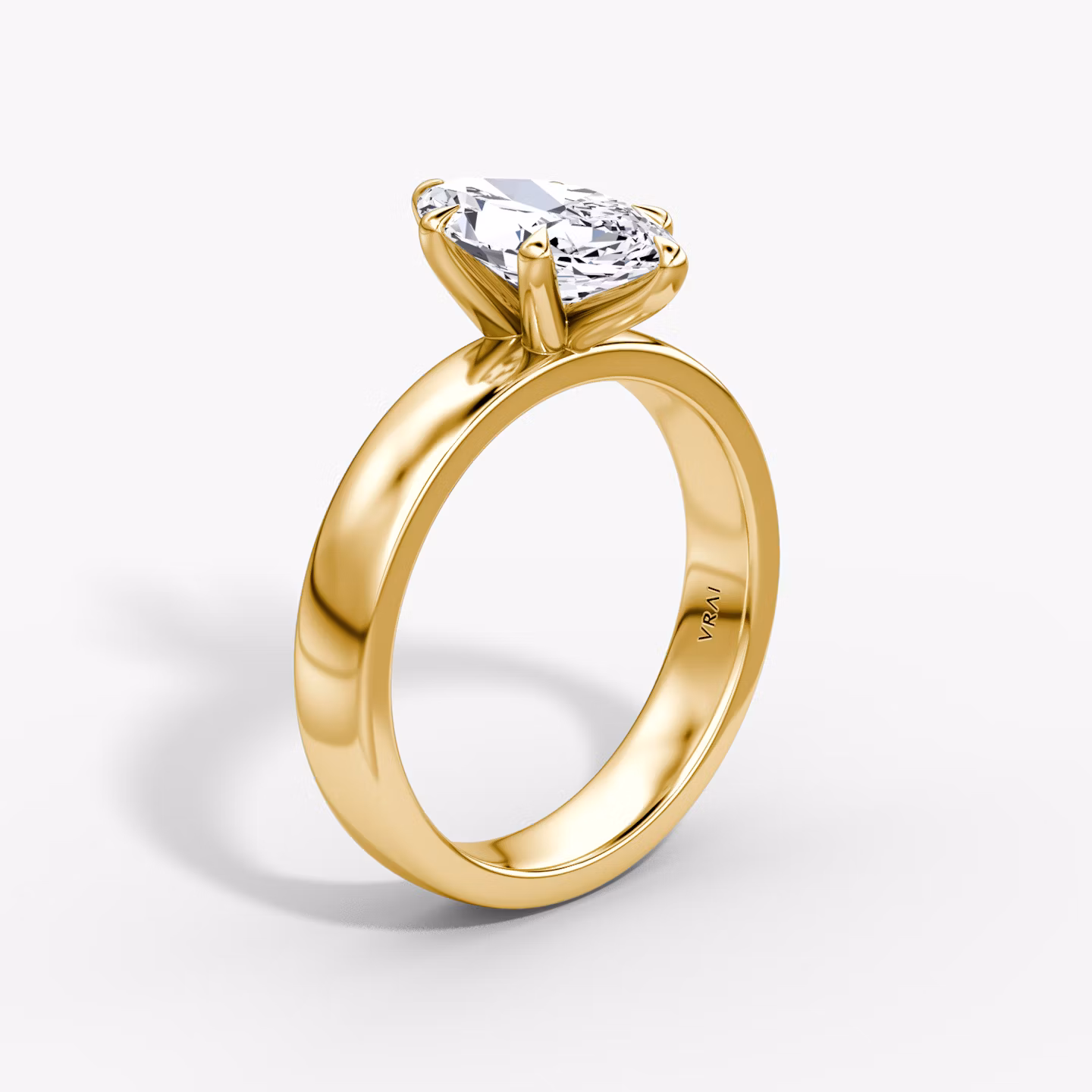 Solitaire Cigar Band | Marquise | 18k | Or jaune | bandWidth: 4mm | diamondOrientation: vertical | caratWeight: other