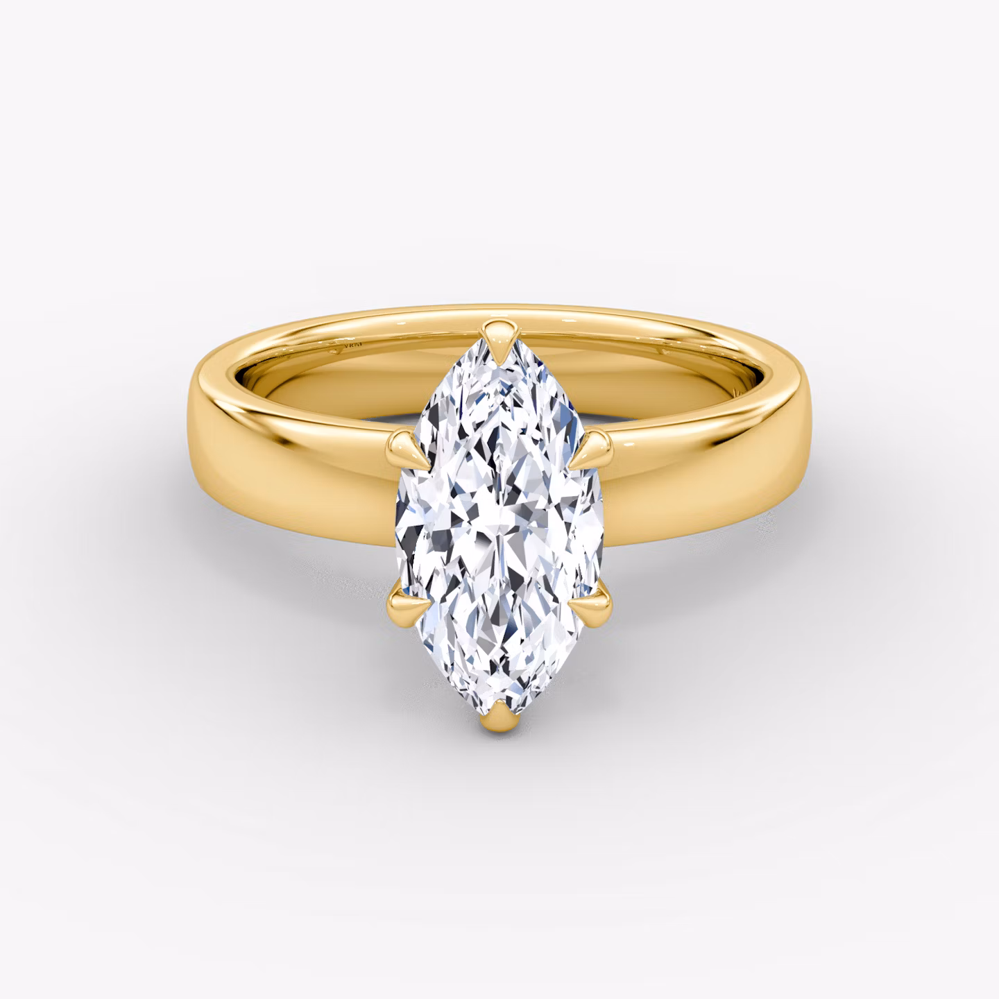 Cigar Band Solitaire Marquise | Yellow Gold