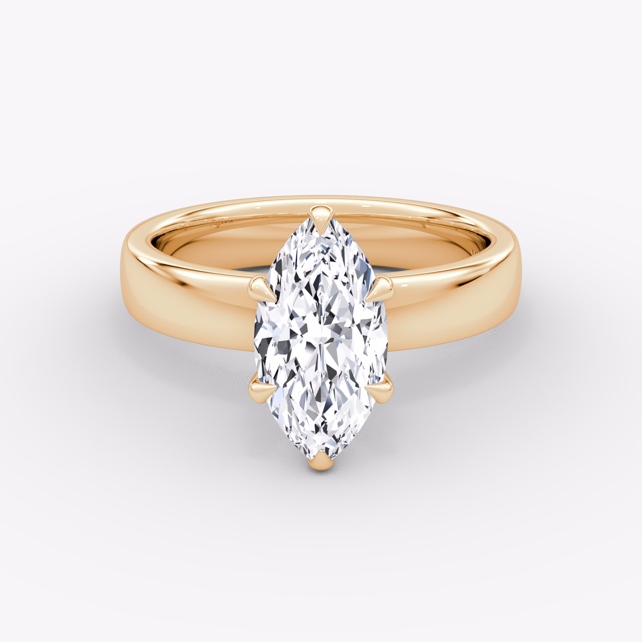 Cigar Band Solitaire | Marquise | 14k | Rose Gold | bandWidth: 4mm | diamondOrientation: vertical | caratWeight: other
