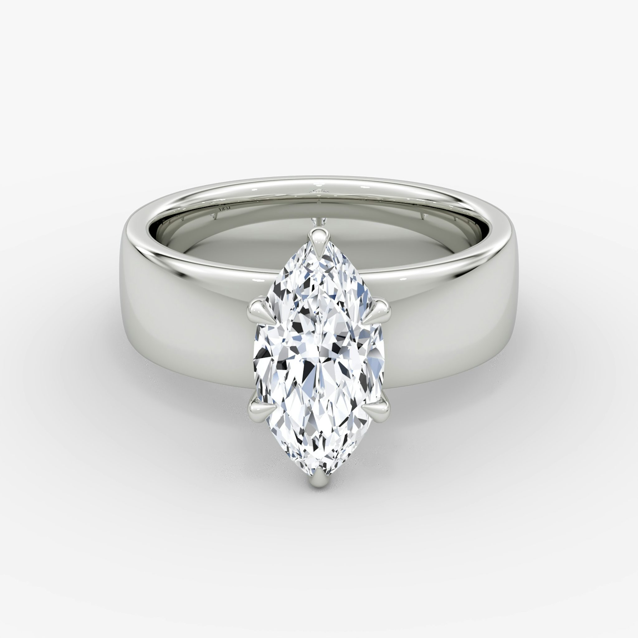 Cigar Band Solitaire | Marquise | 18k | White Gold | bandWidth: 6mm | diamondOrientation: vertical | caratWeight: other