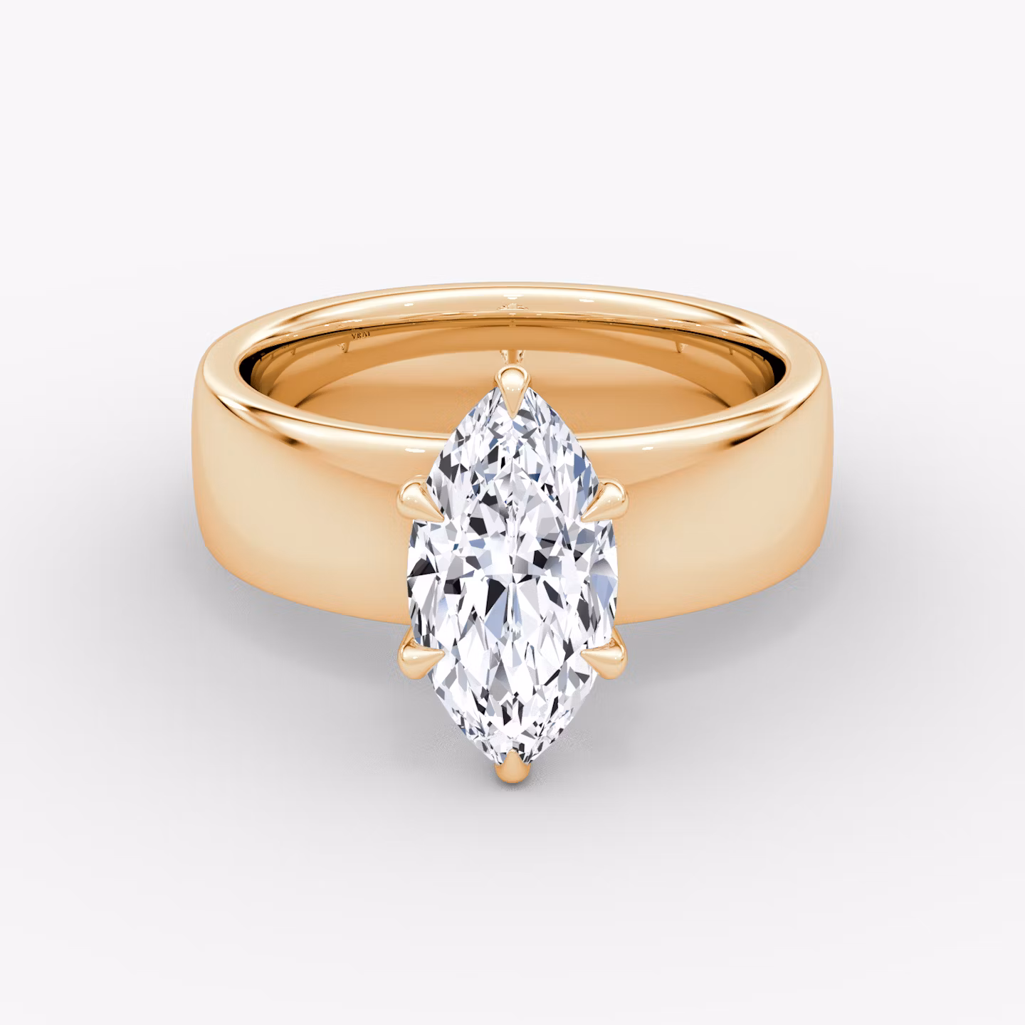 Cigar Band Solitaire | Marquise | 14k | Rose Gold | bandWidth: 6mm | diamondOrientation: vertical | caratWeight: other