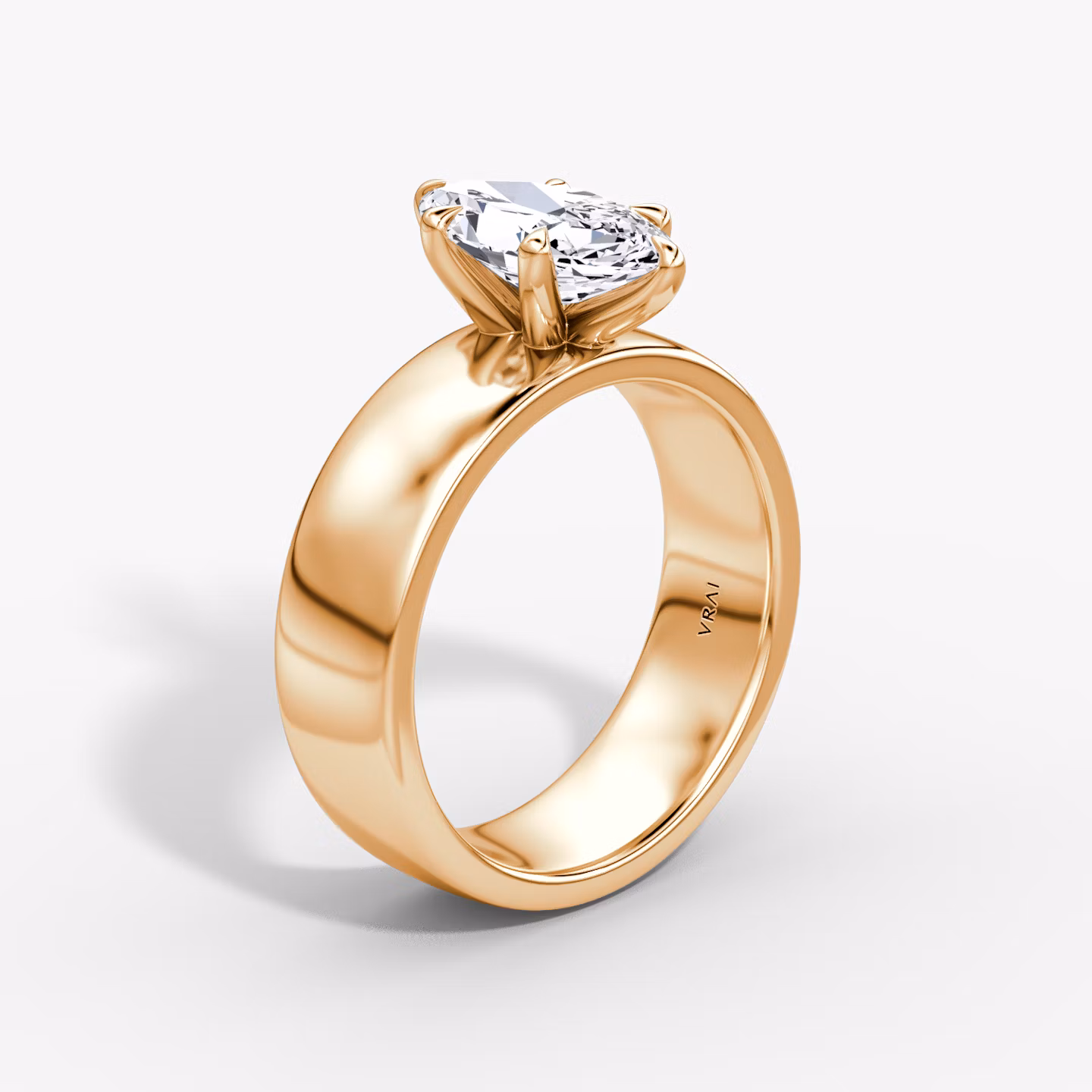 Cigar Band Solitaire | Marquise | 14k | Rose Gold | bandWidth: 6mm | diamondOrientation: vertical | caratWeight: other