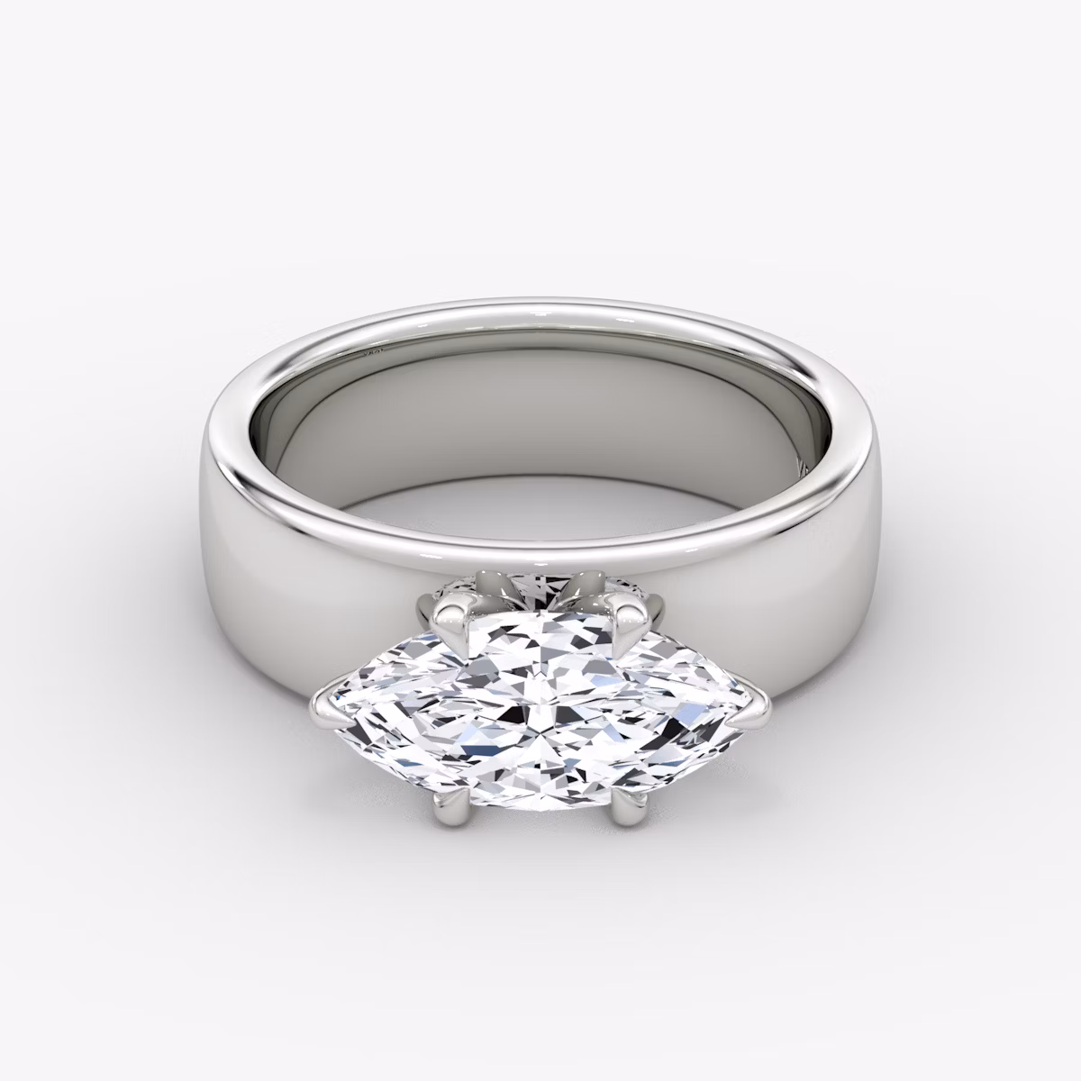 Cigar Band Solitaire | Marquise | Platinum | bandWidth: 6mm | diamondOrientation: horizontal | caratWeight: other