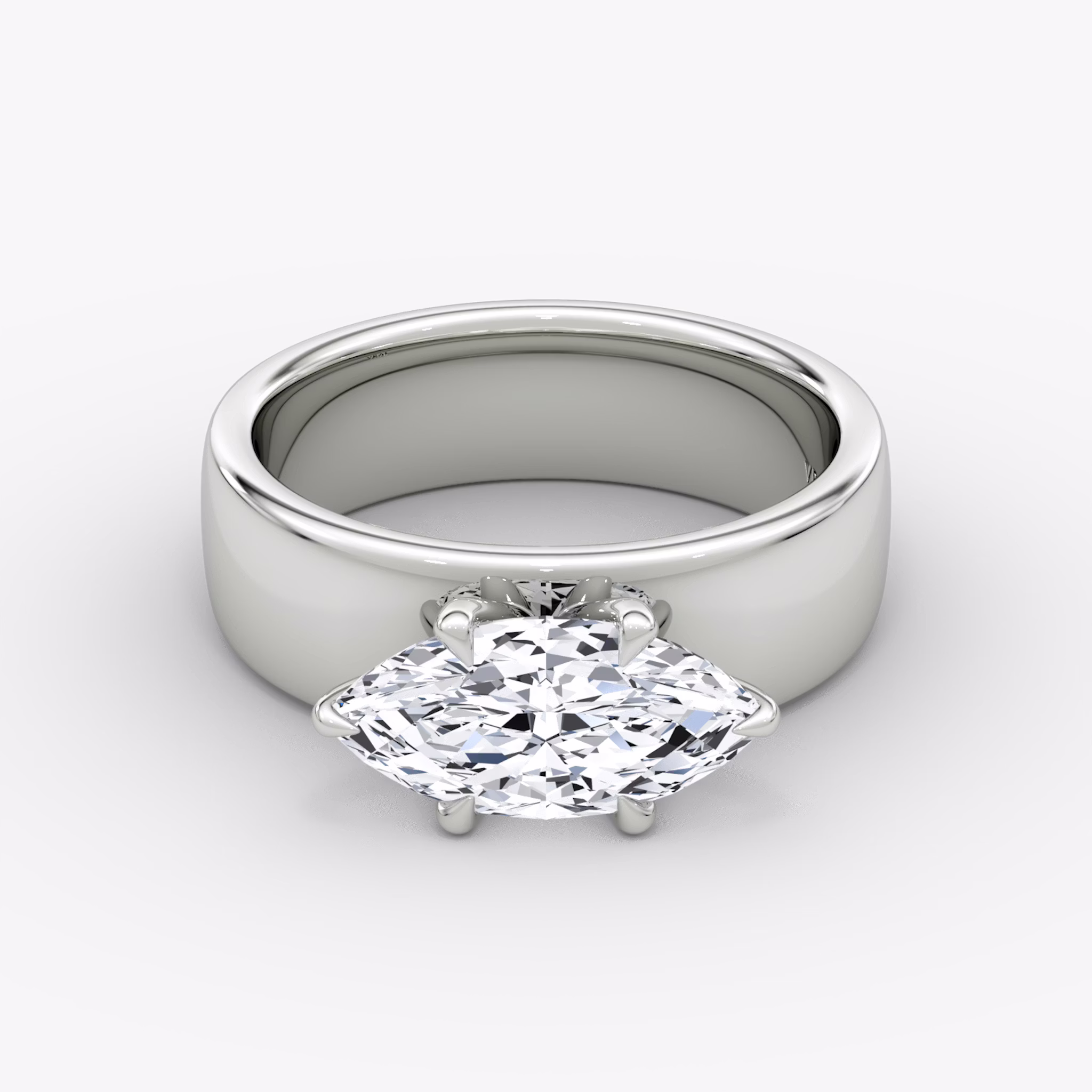 Cigar Band Solitaire | Marquise | Platinum | bandWidth: 6mm | diamondOrientation: horizontal | caratWeight: other