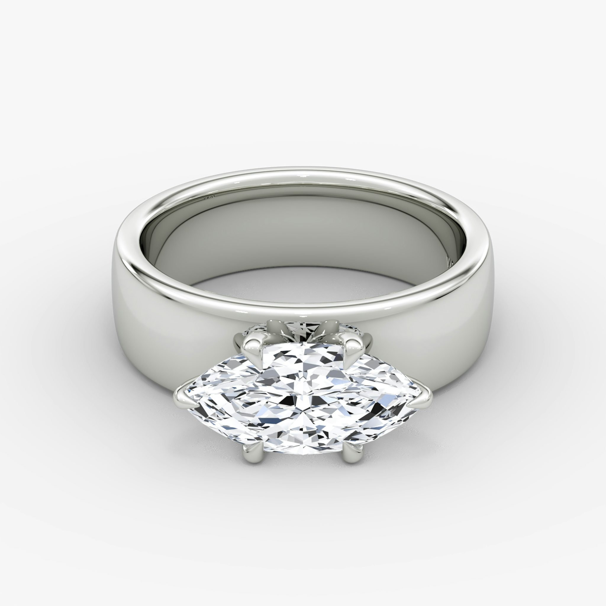Cigar Band Solitaire | Marquise | Platinum | bandWidth: 6mm | diamondOrientation: horizontal | caratWeight: other