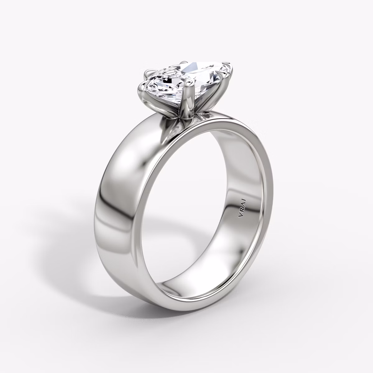 Cigar Band Solitaire | Marquise | Platinum | bandWidth: 6mm | diamondOrientation: horizontal | caratWeight: other