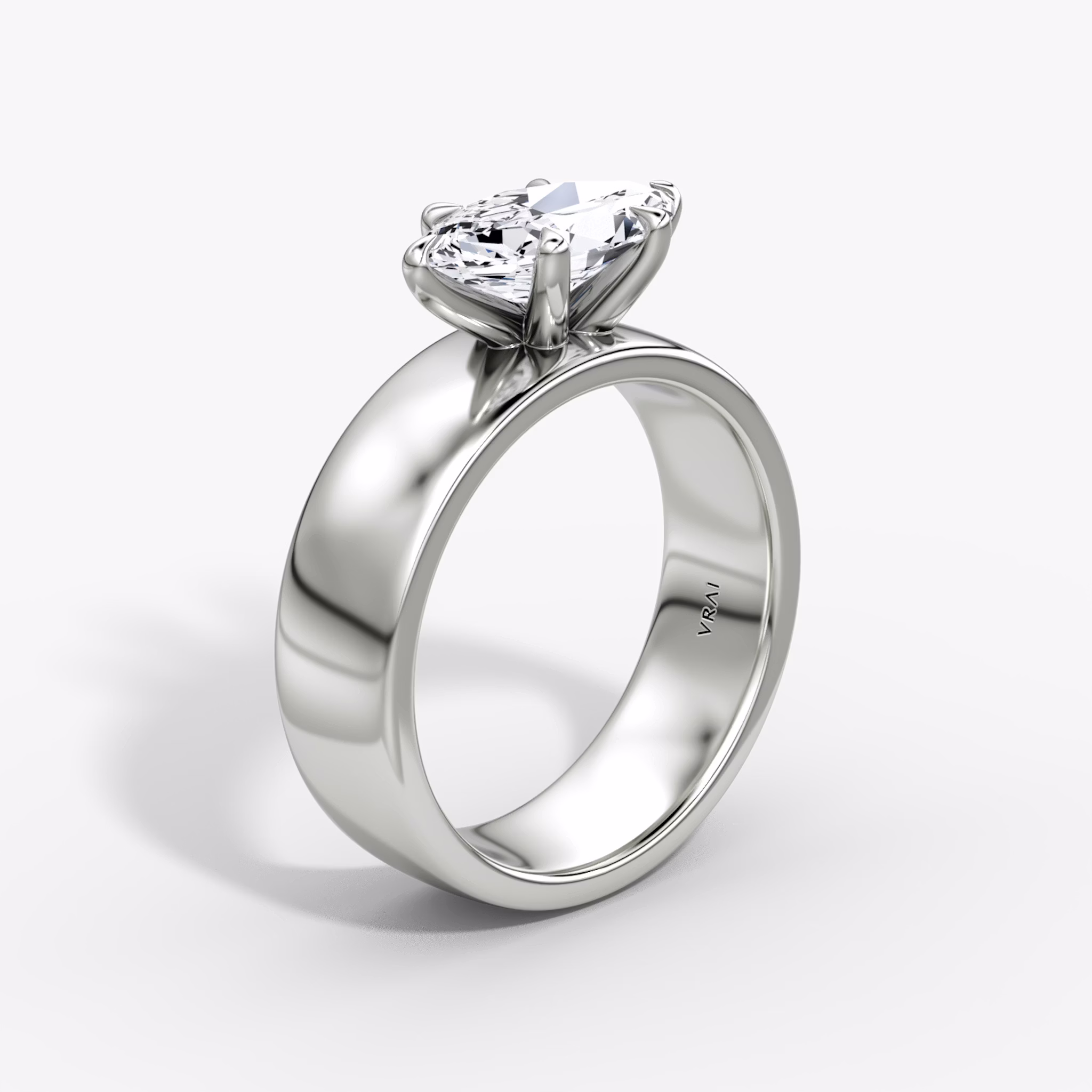 Cigar Band Solitaire | Marquise | Platinum | bandWidth: 6mm | diamondOrientation: horizontal | caratWeight: other