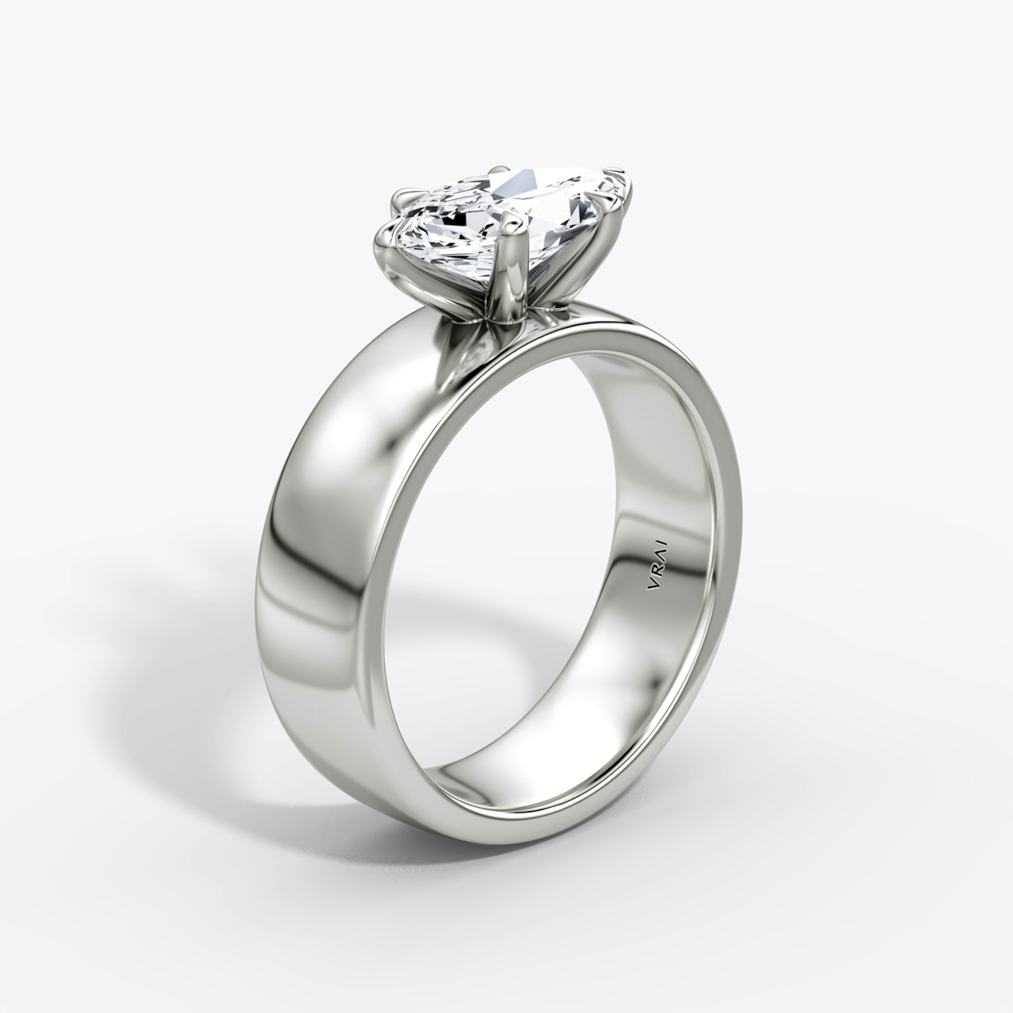 Cigar Band Solitaire | Marquise | Platinum | bandWidth: 6mm | diamondOrientation: horizontal | caratWeight: other