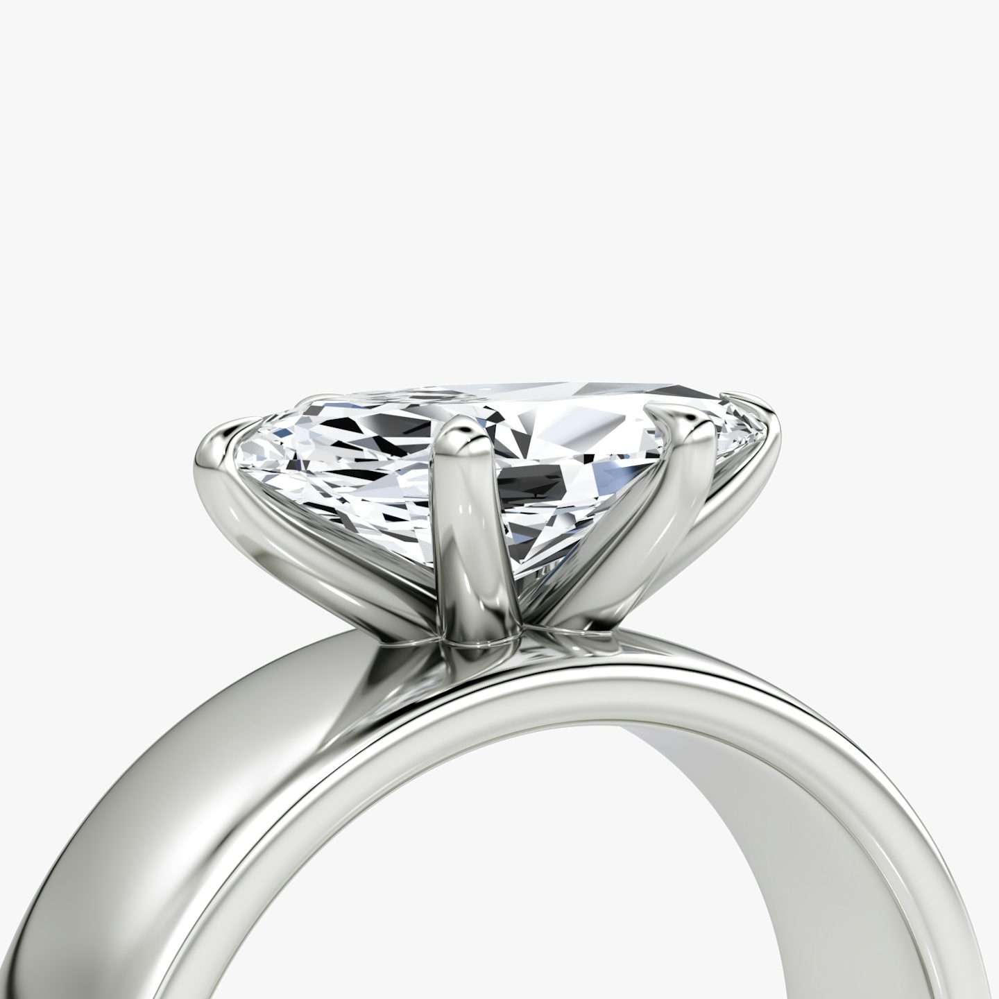 Cigar Band Solitaire | Marquise | 18k | White Gold | bandWidth: 6mm | diamondOrientation: horizontal | caratWeight: other