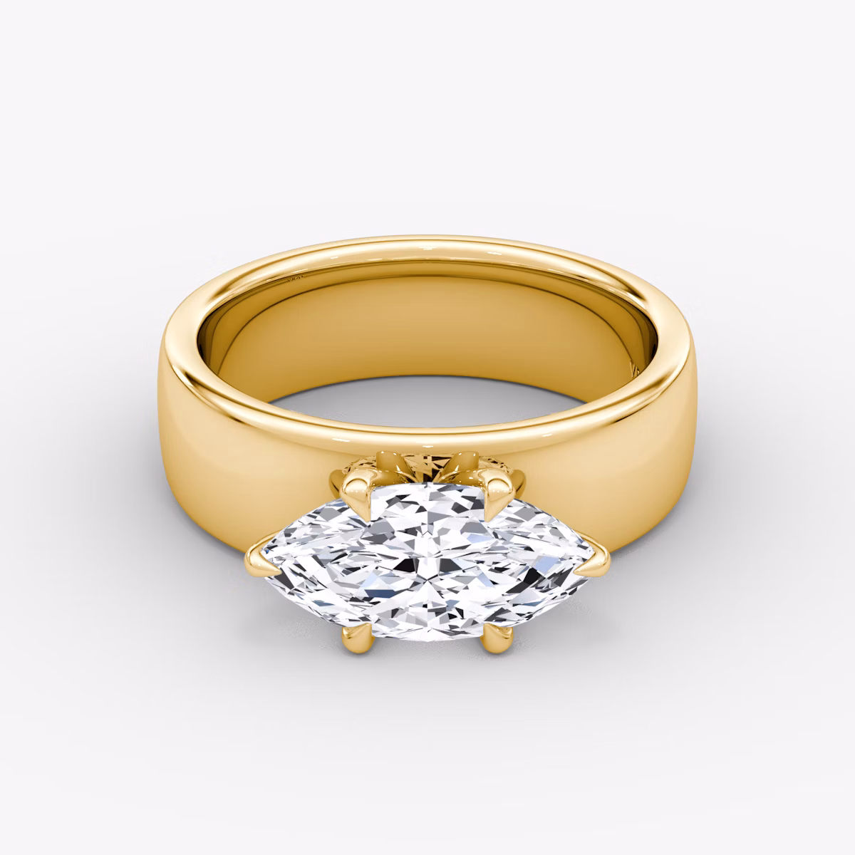 Cigar Band Solitaire | Marquise | 18k | Yellow Gold | bandWidth: 6mm | diamondOrientation: horizontal | caratWeight: other
