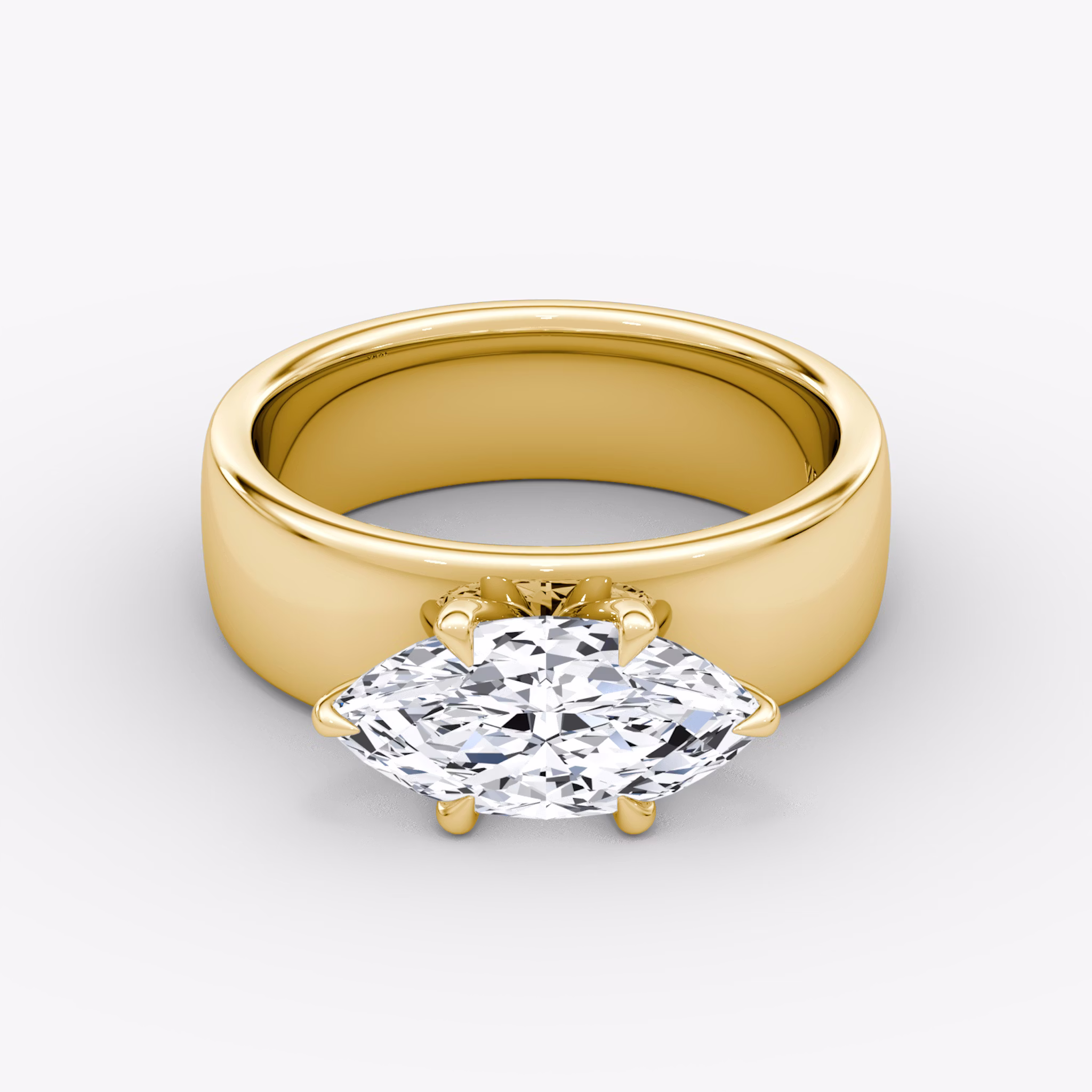 Cigar Band Solitaire | Marquise | 18k | Yellow Gold | bandWidth: 6mm | diamondOrientation: horizontal | caratWeight: other