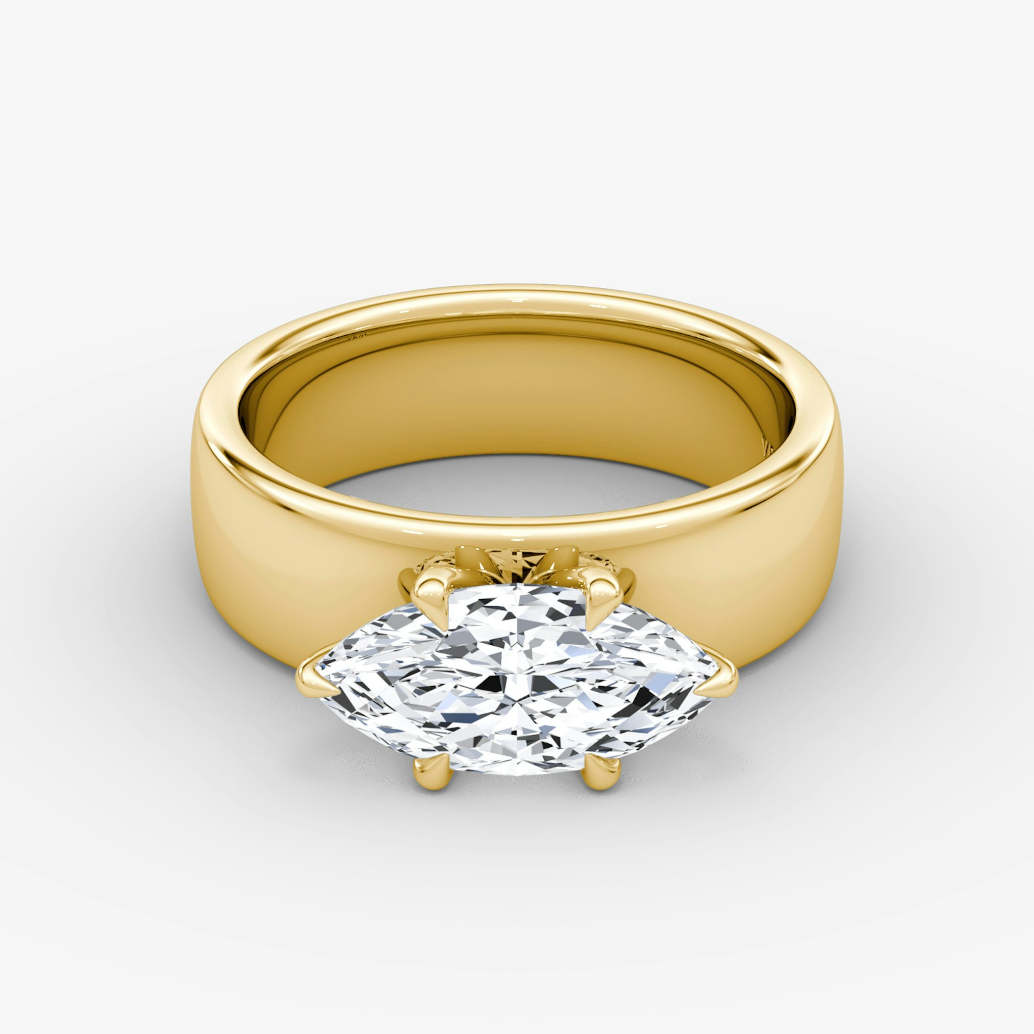 Cigar Band Solitaire | Marquise | 18k | Yellow Gold | bandWidth: 6mm | diamondOrientation: horizontal | caratWeight: other